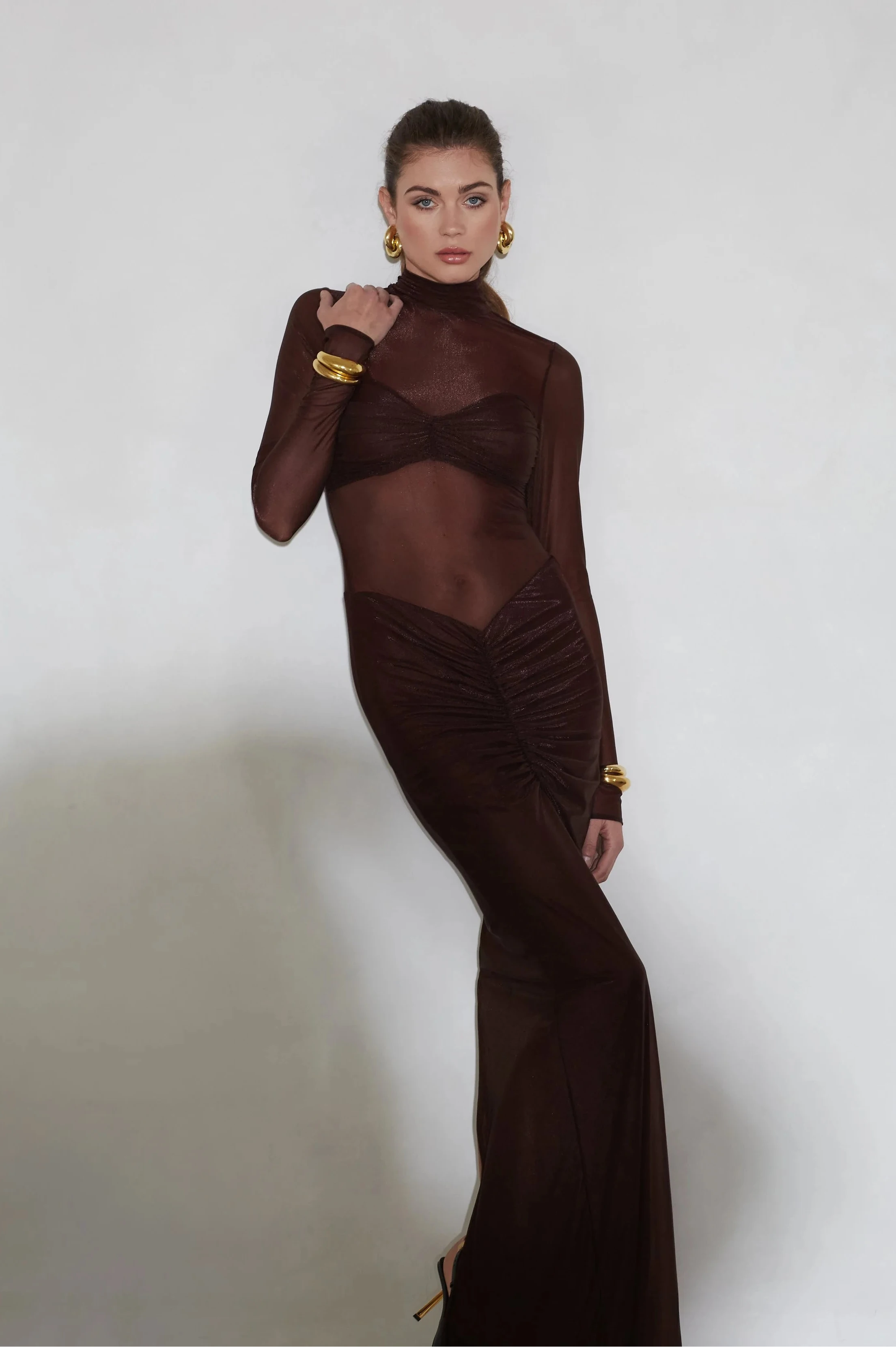Jadienne Dress in Chocolate – view 3 | Delfi Collective