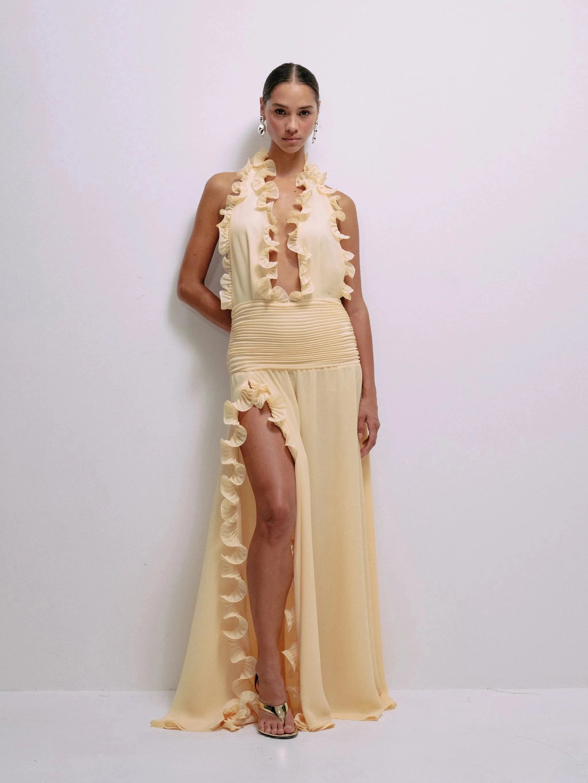 Ariella Dress in Butter Yellow – view 3 | Delfi Collective