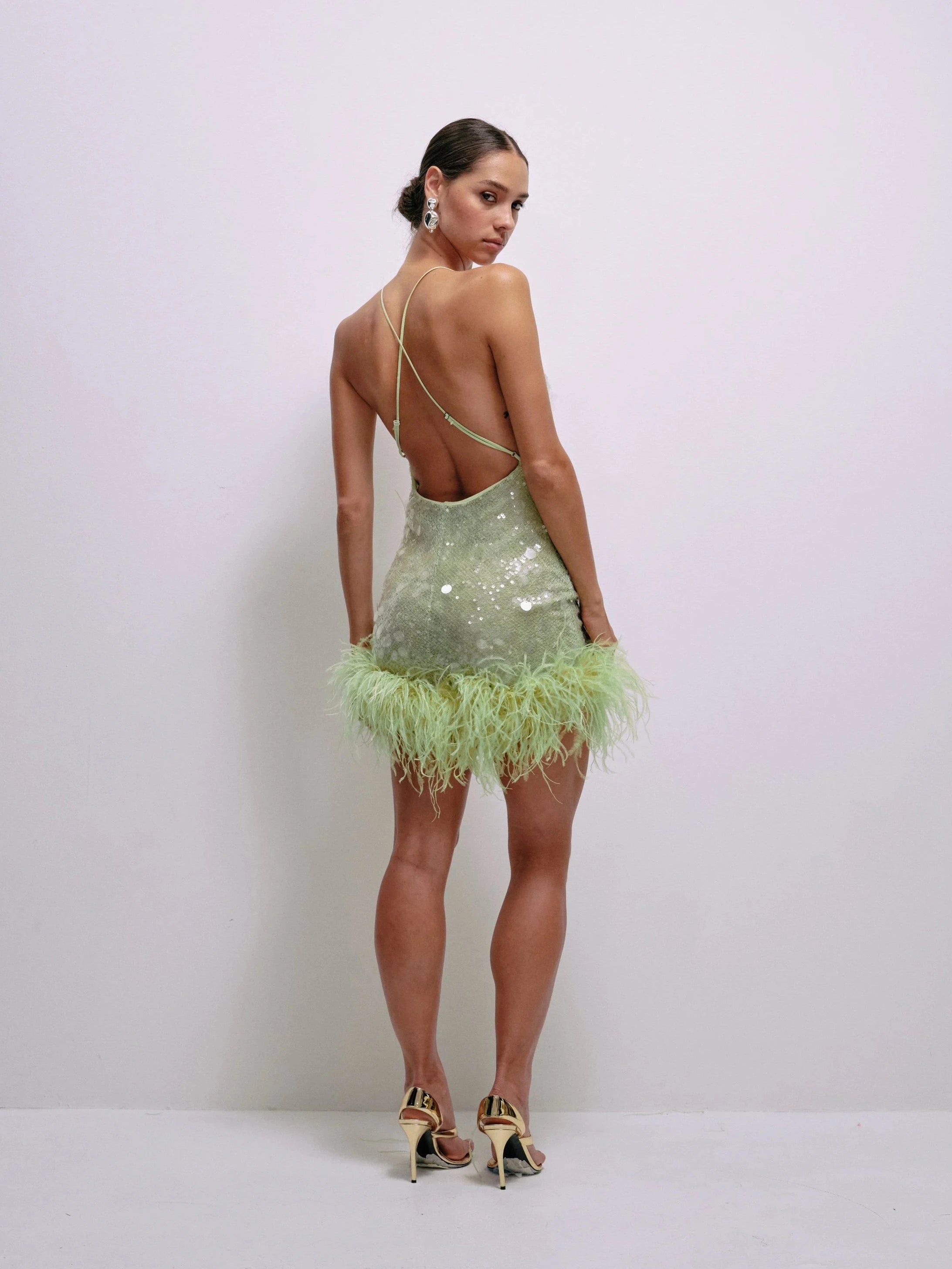 Lila Dress in Lime – view 4 | Delfi Collective