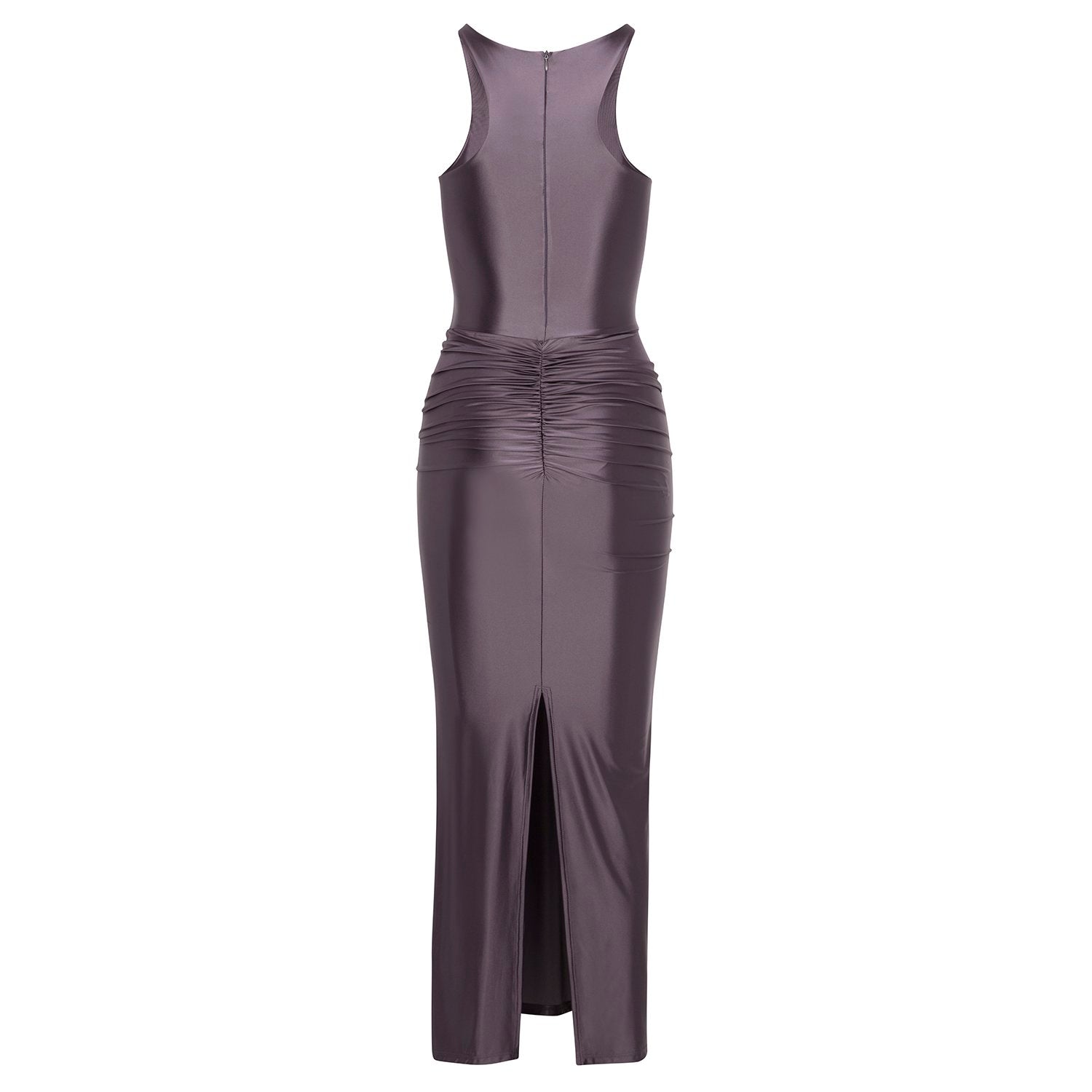 Dione Dress in Eggplant – view 2 | Delfi Collective