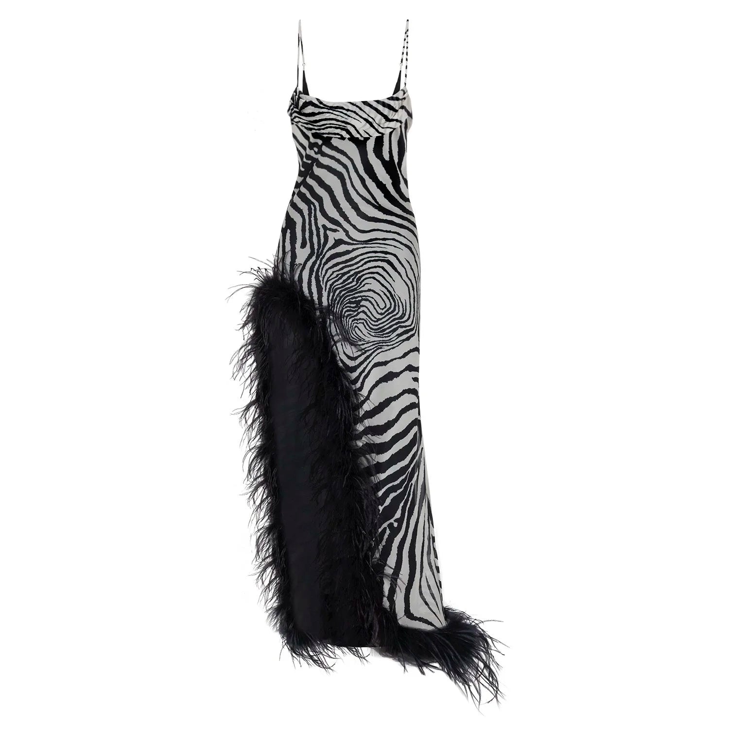 Jacqueline Dress in Chiffon with Feathers | Delfi Collective