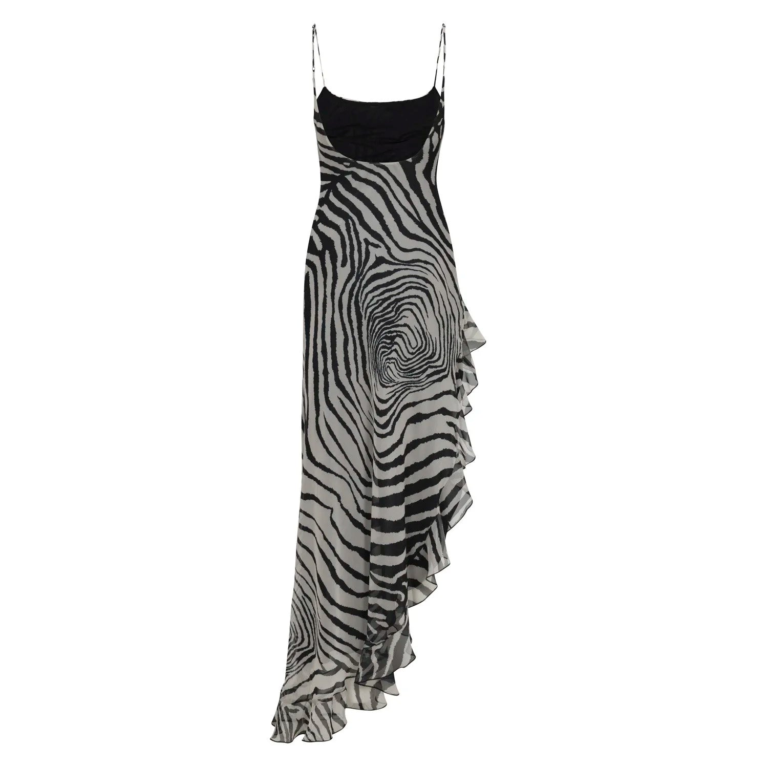 Jacqueline Dress in Chiffon with Ruffles – back | Delfi Collective