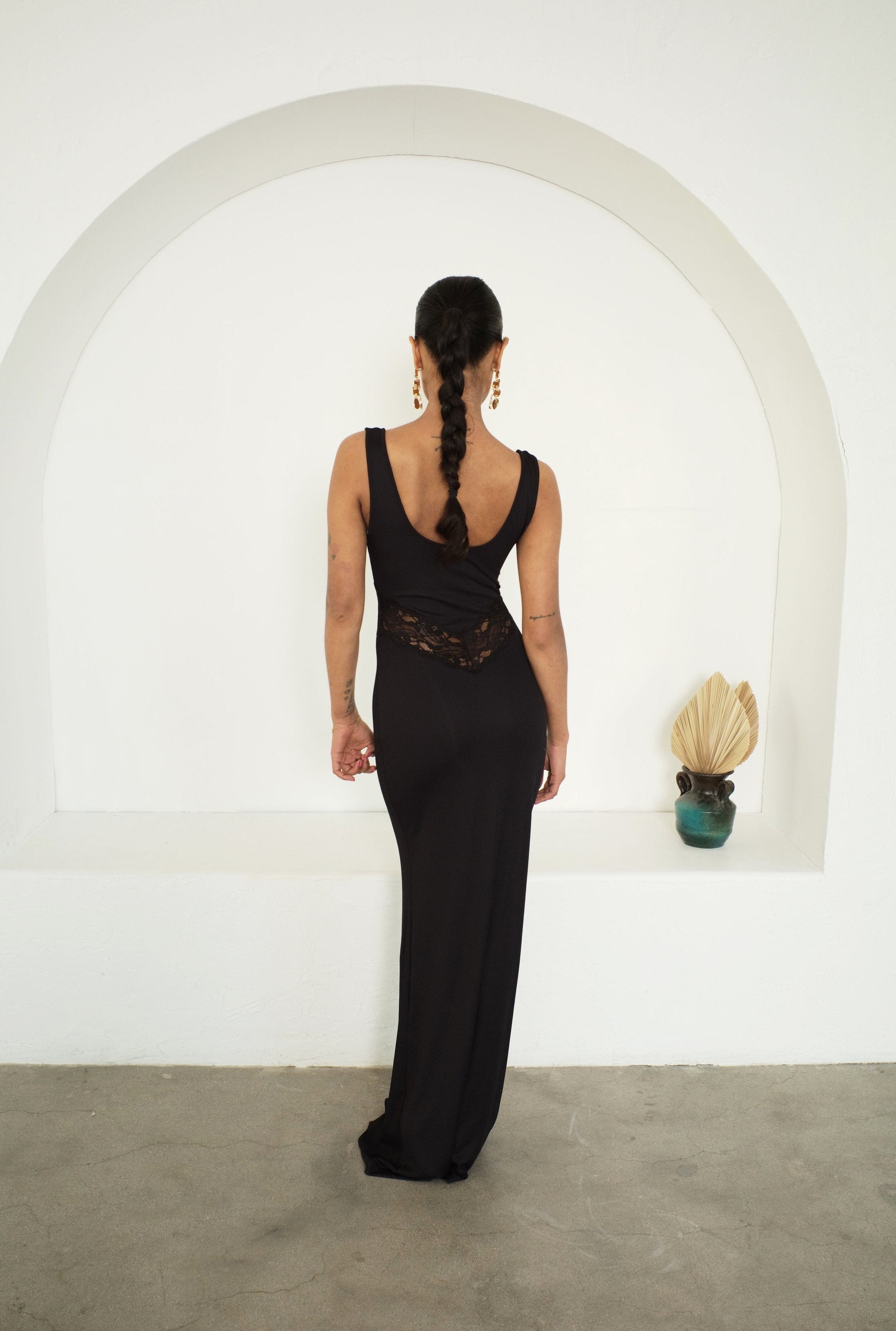 Aurelia Dress in Black – view 3 | Delfi Collective