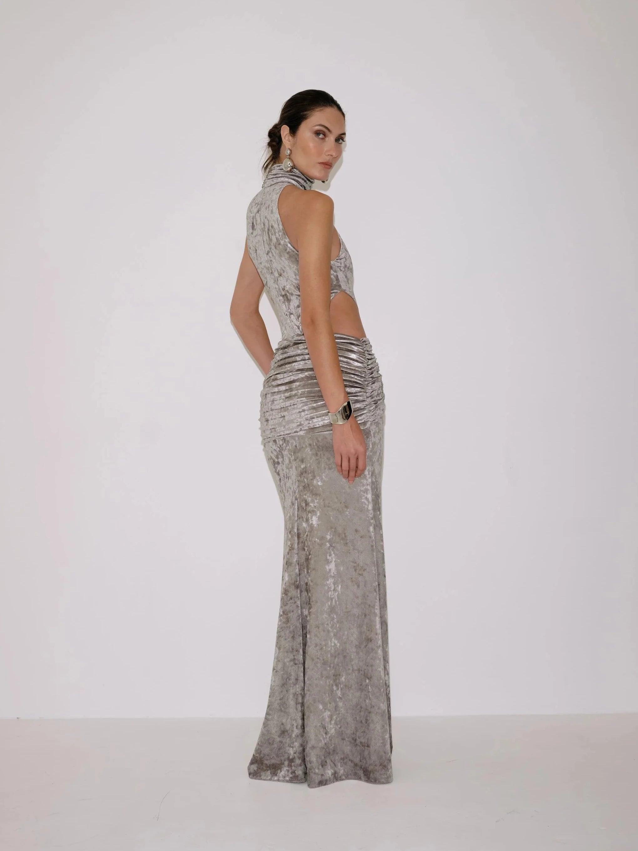 Zarina Dress in Silver – view 5 | Delfi Collective