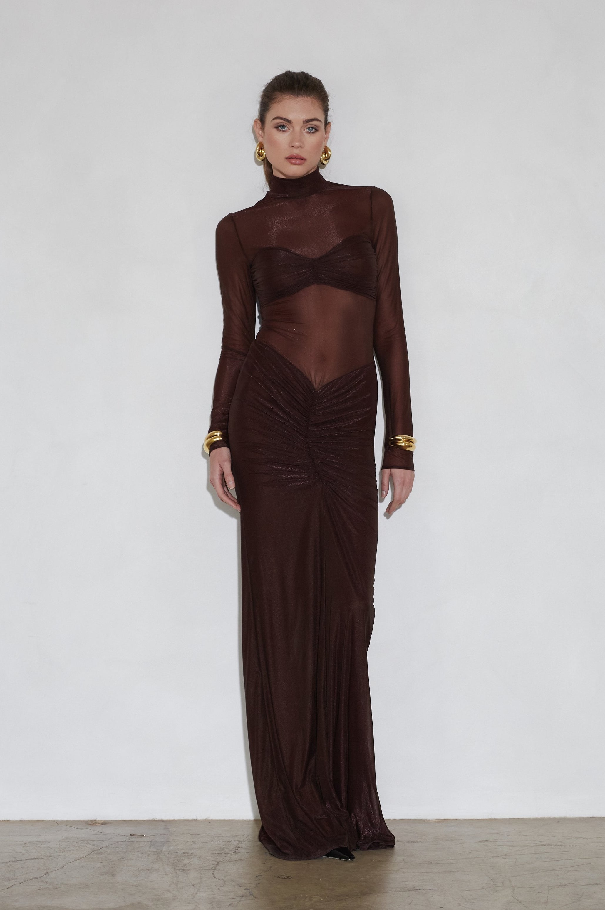 Jadienne Dress in Chocolate – view 2 | Delfi Collective