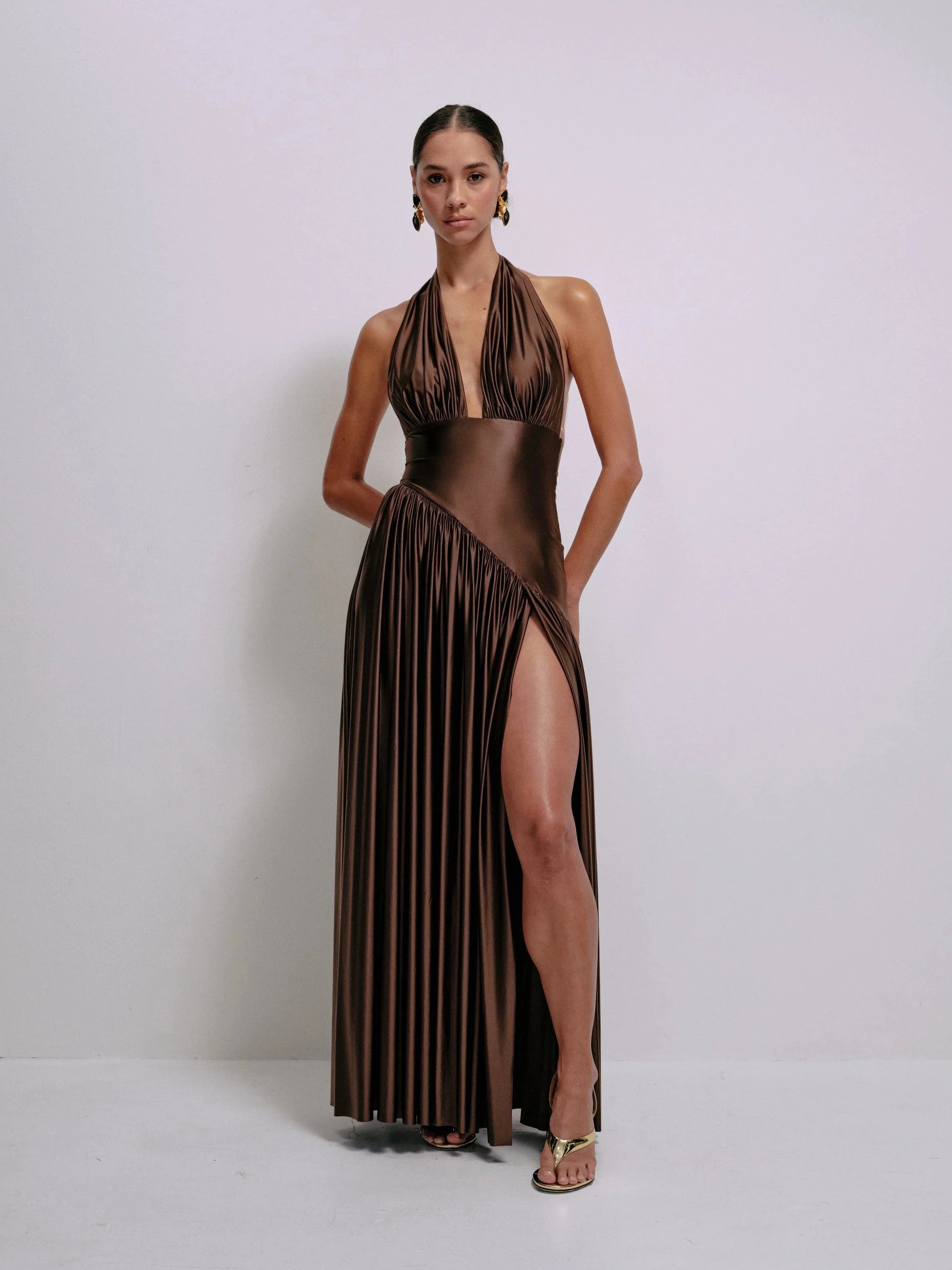 Rae Dress in Chocolate – view 2 | Delfi Collective