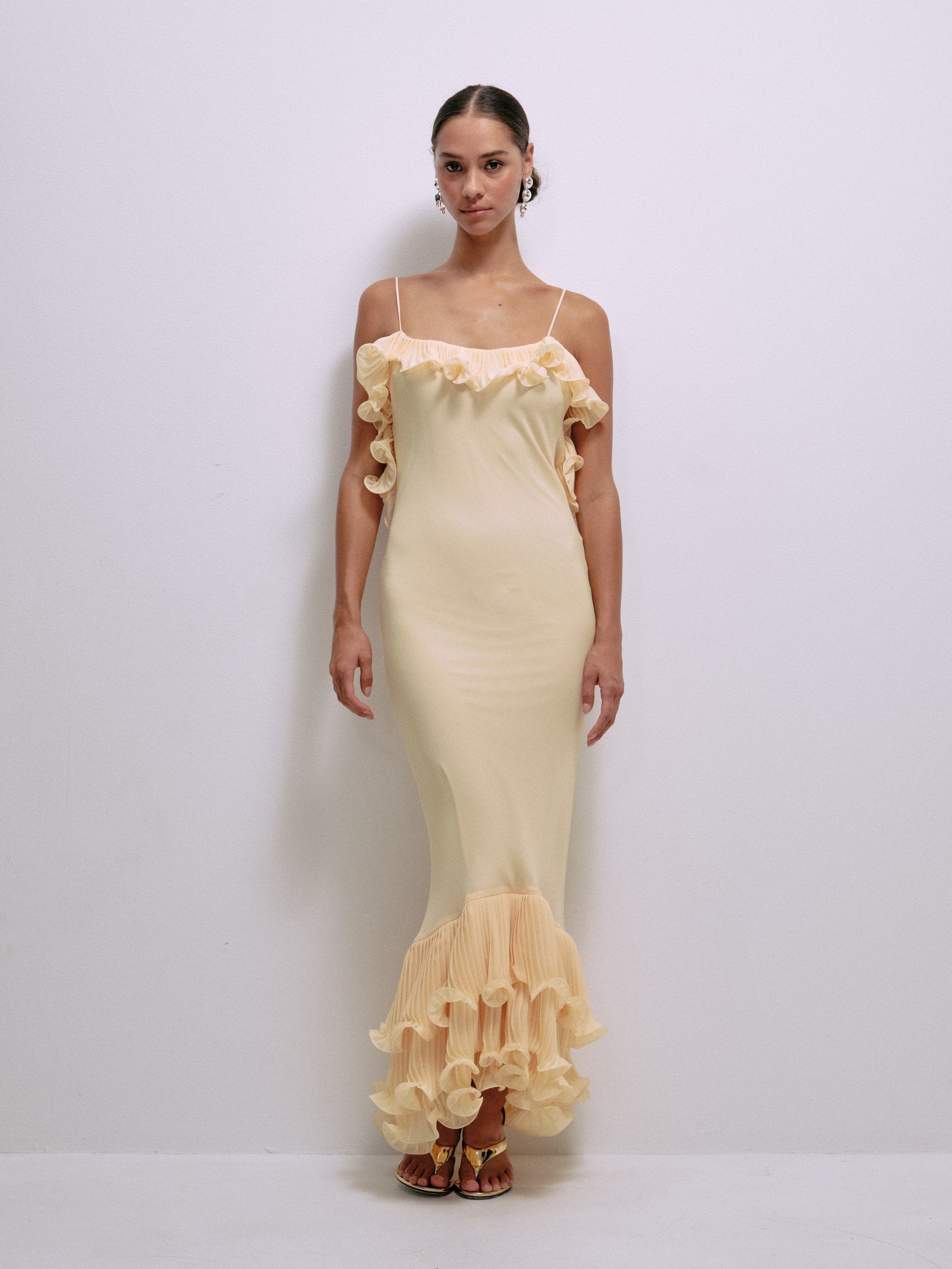 Delina Dress in Butter Yellow – view 2 | Delfi Collective