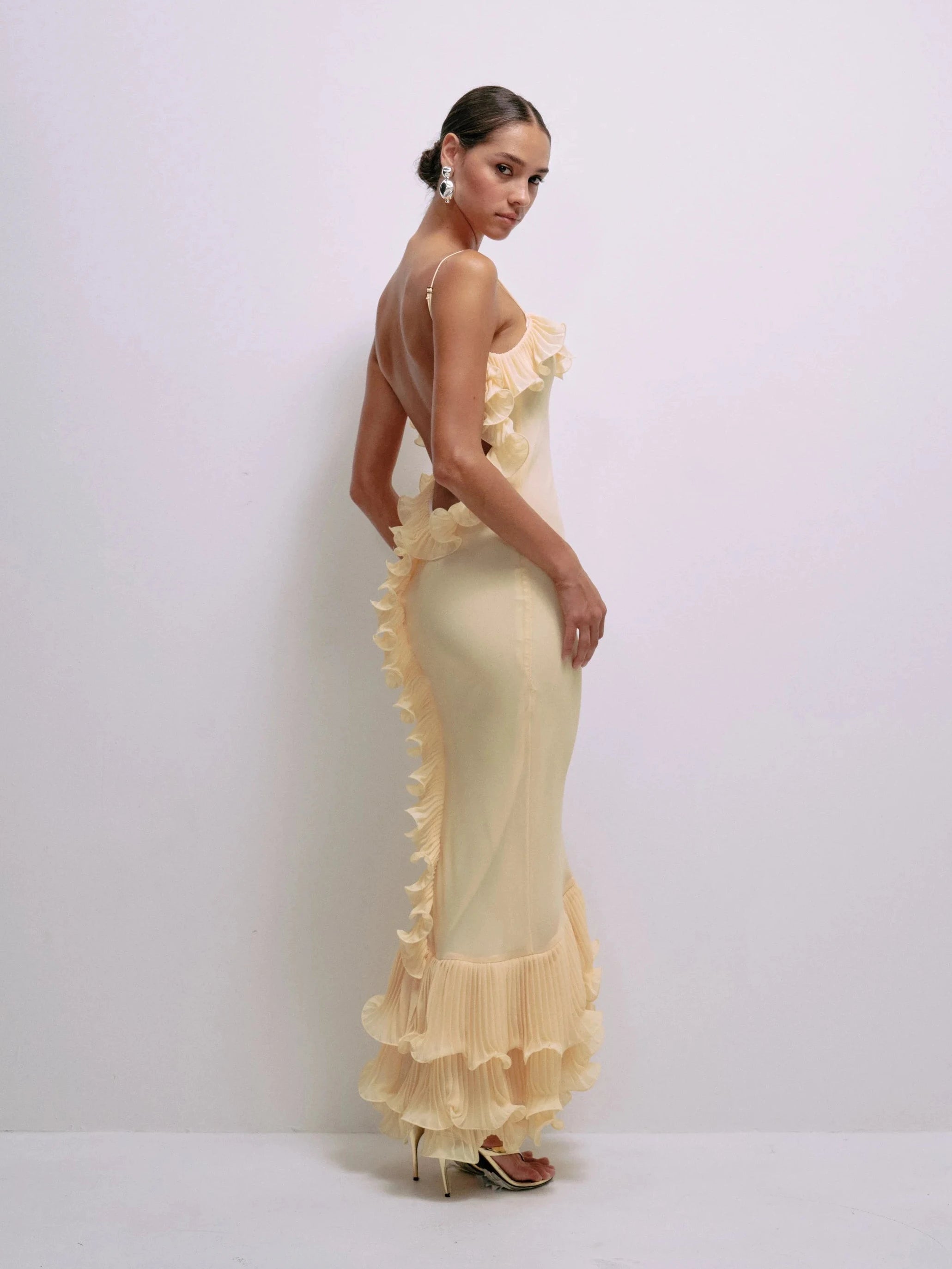 Delina Dress in Butter Yellow – view 3 | Delfi Collective