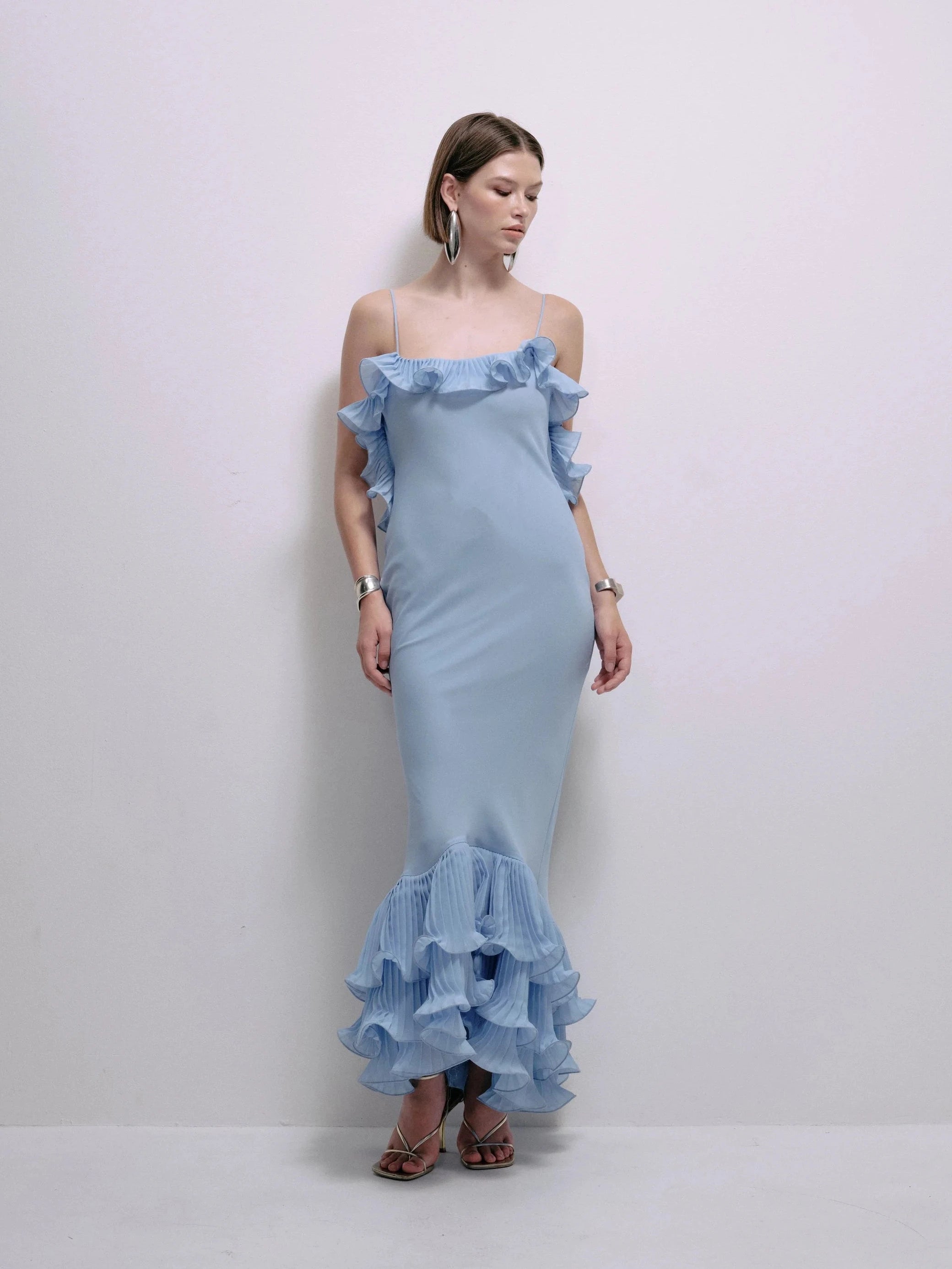 Delina Dress in Baby Blue – view 2 | Delfi Collective