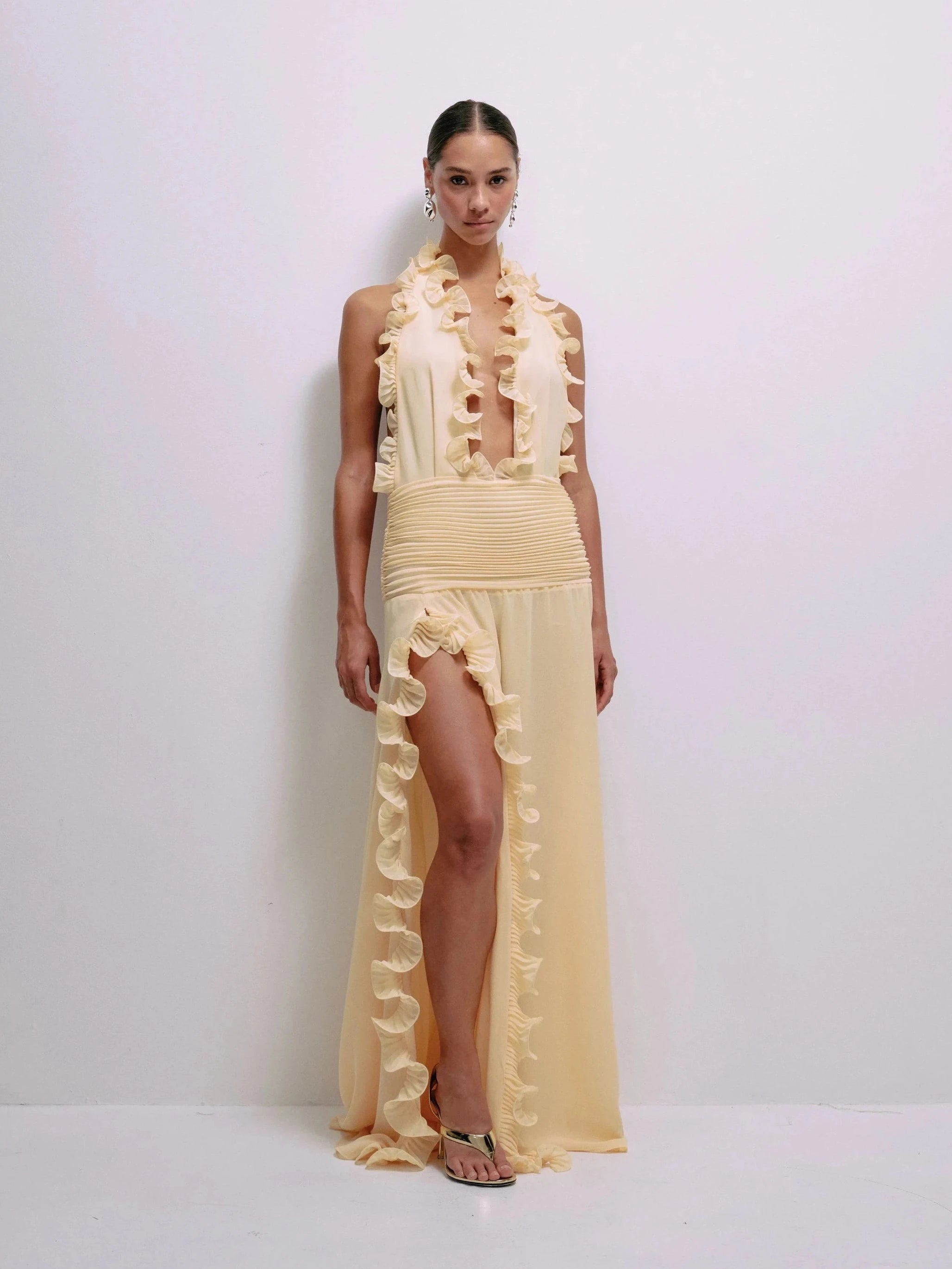 Ariella Dress in Butter Yellow – view 4 | Delfi Collective