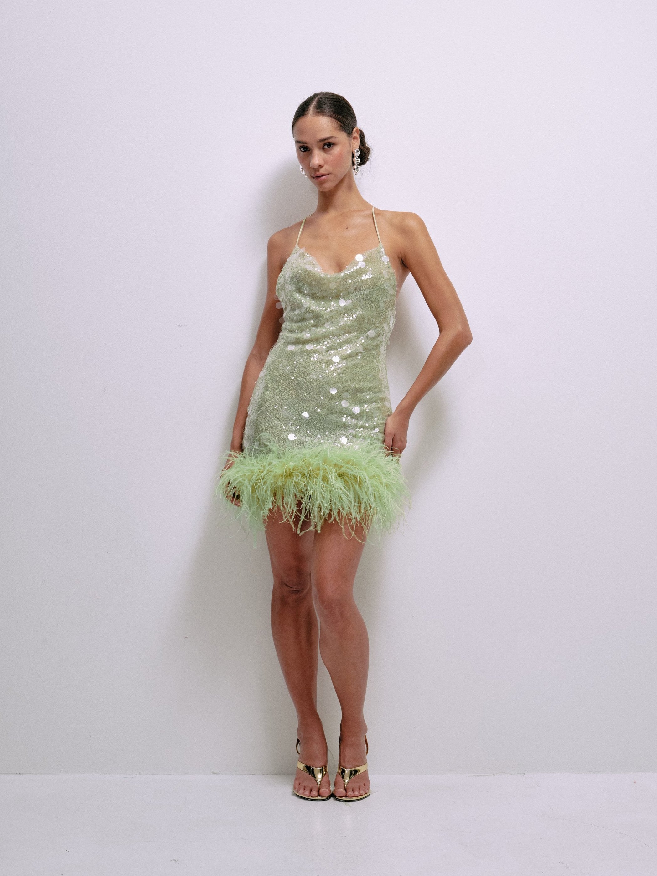 Lila Dress in Lime – view 2 | Delfi Collective