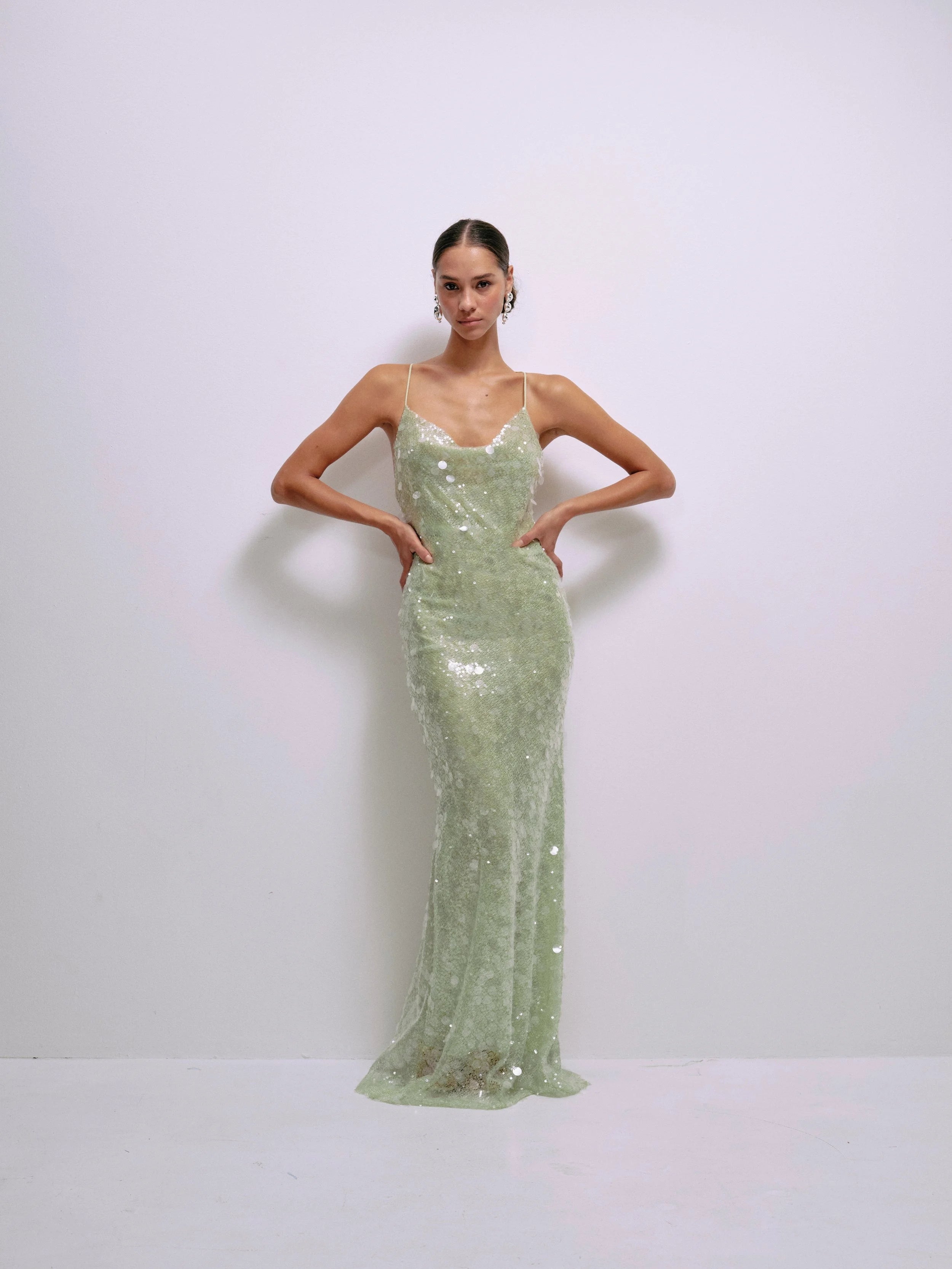 Janna Dress in Lime – view 3 | Delfi Collective