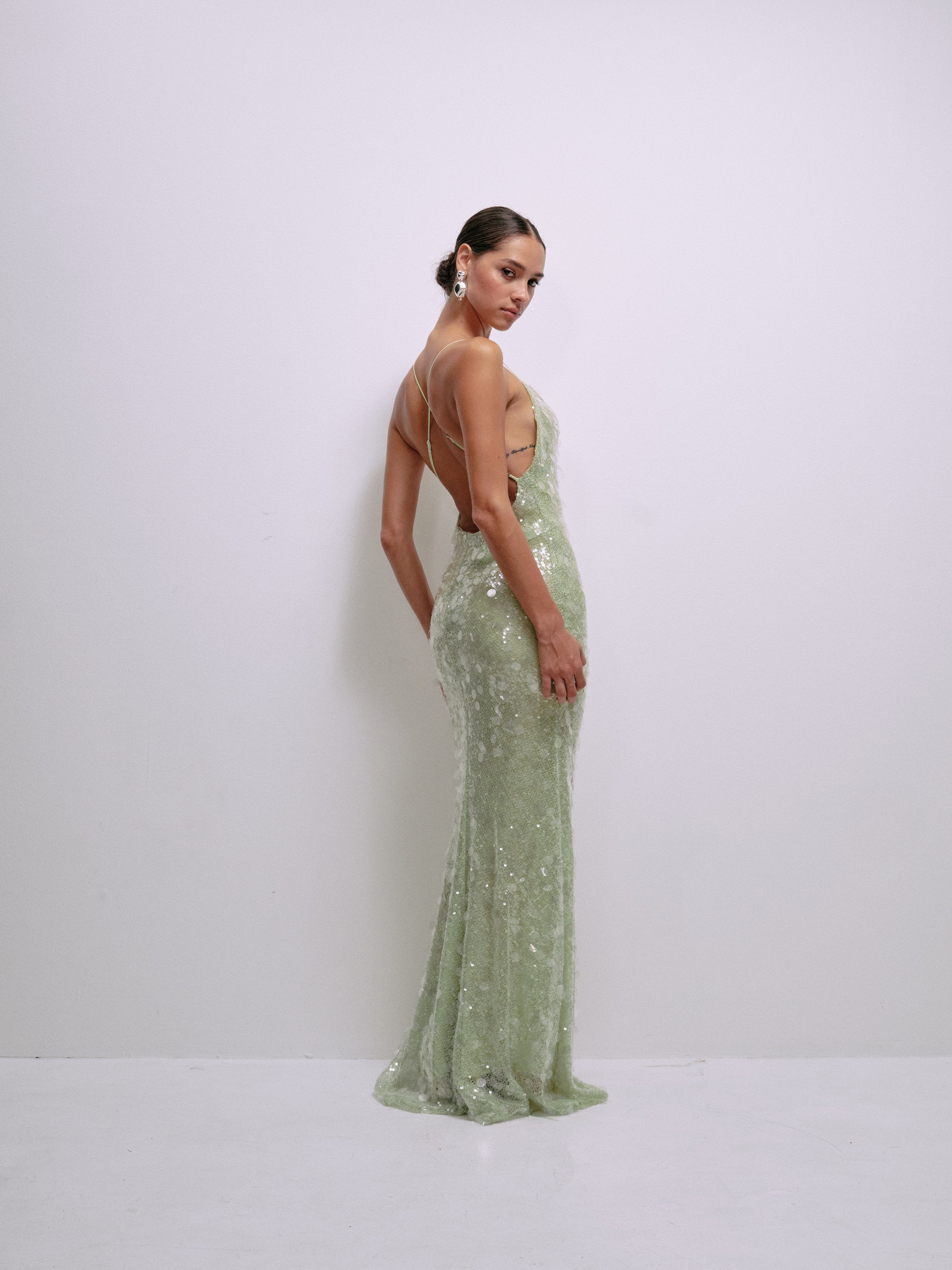 Janna Dress in Lime – view 4 | Delfi Collective
