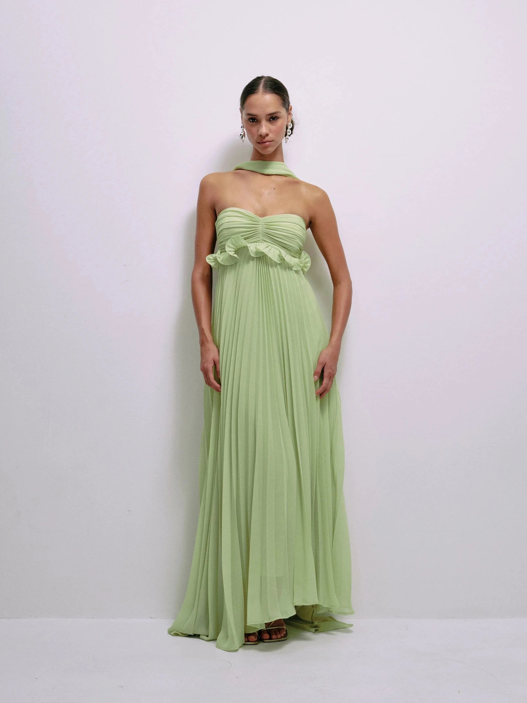 Diana Dress in Lime – view 2 | Delfi Collective