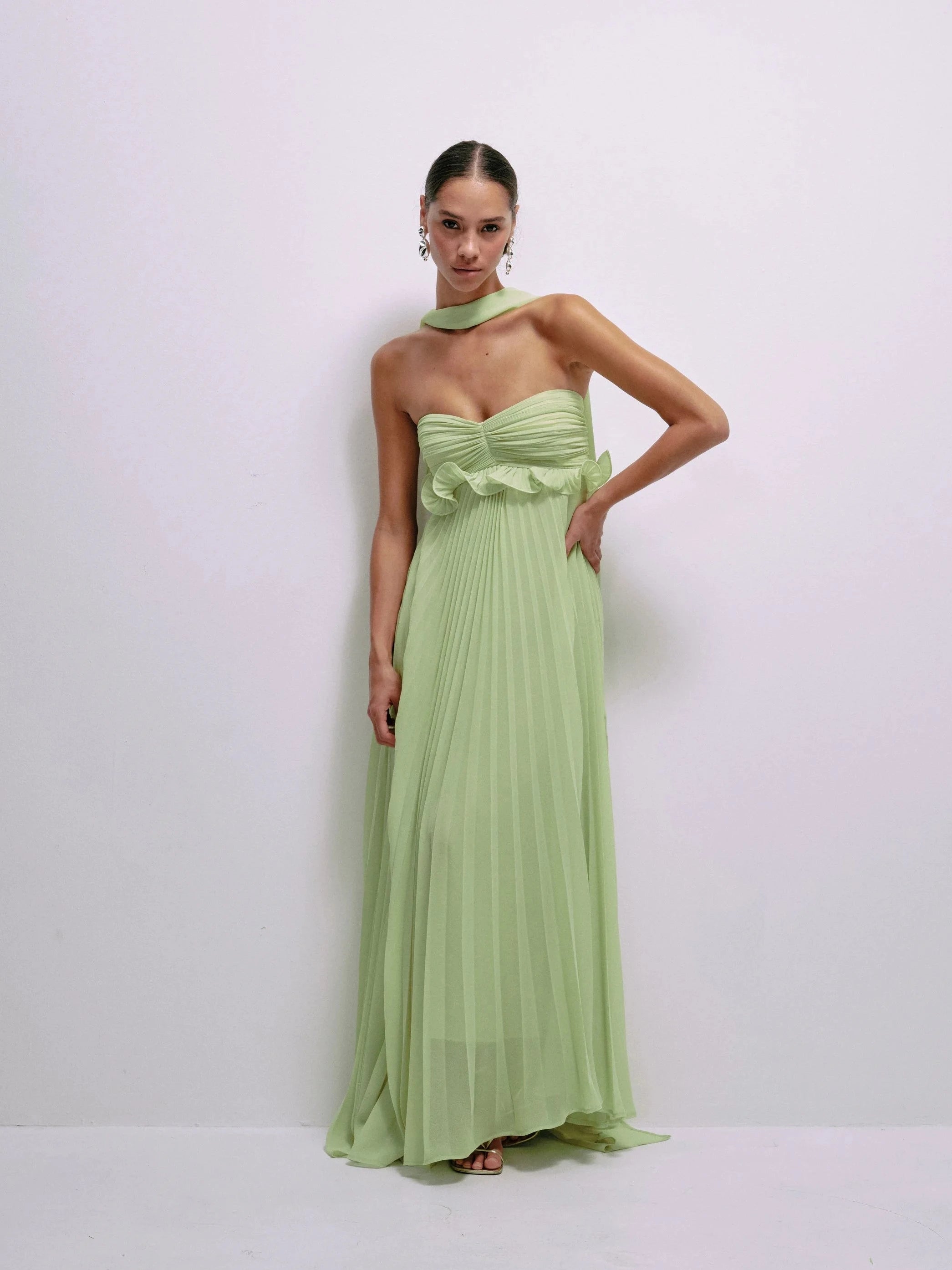 Diana Dress in Lime – view 3 | Delfi Collective