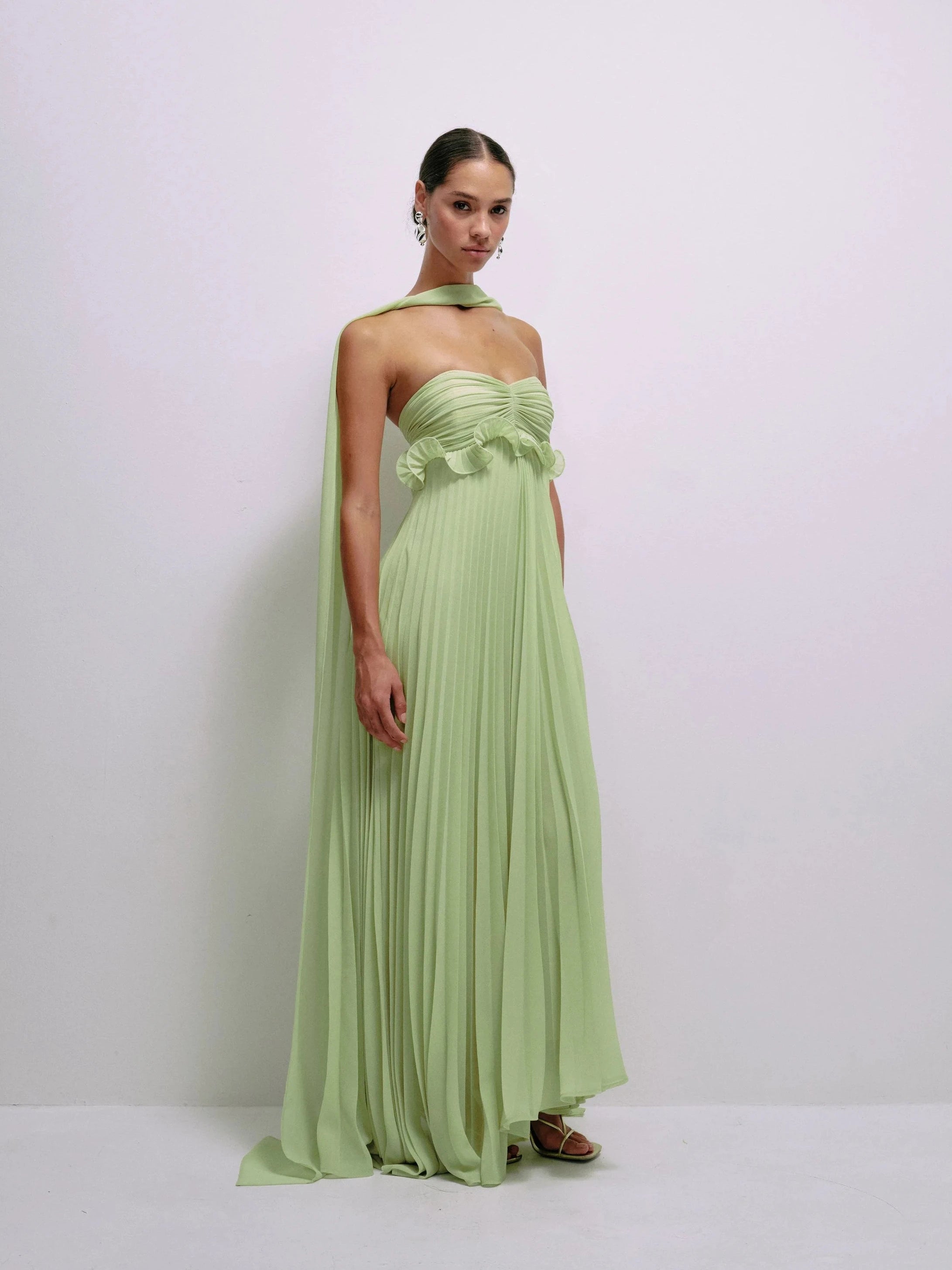 Diana Dress in Lime – view 6 | Delfi Collective