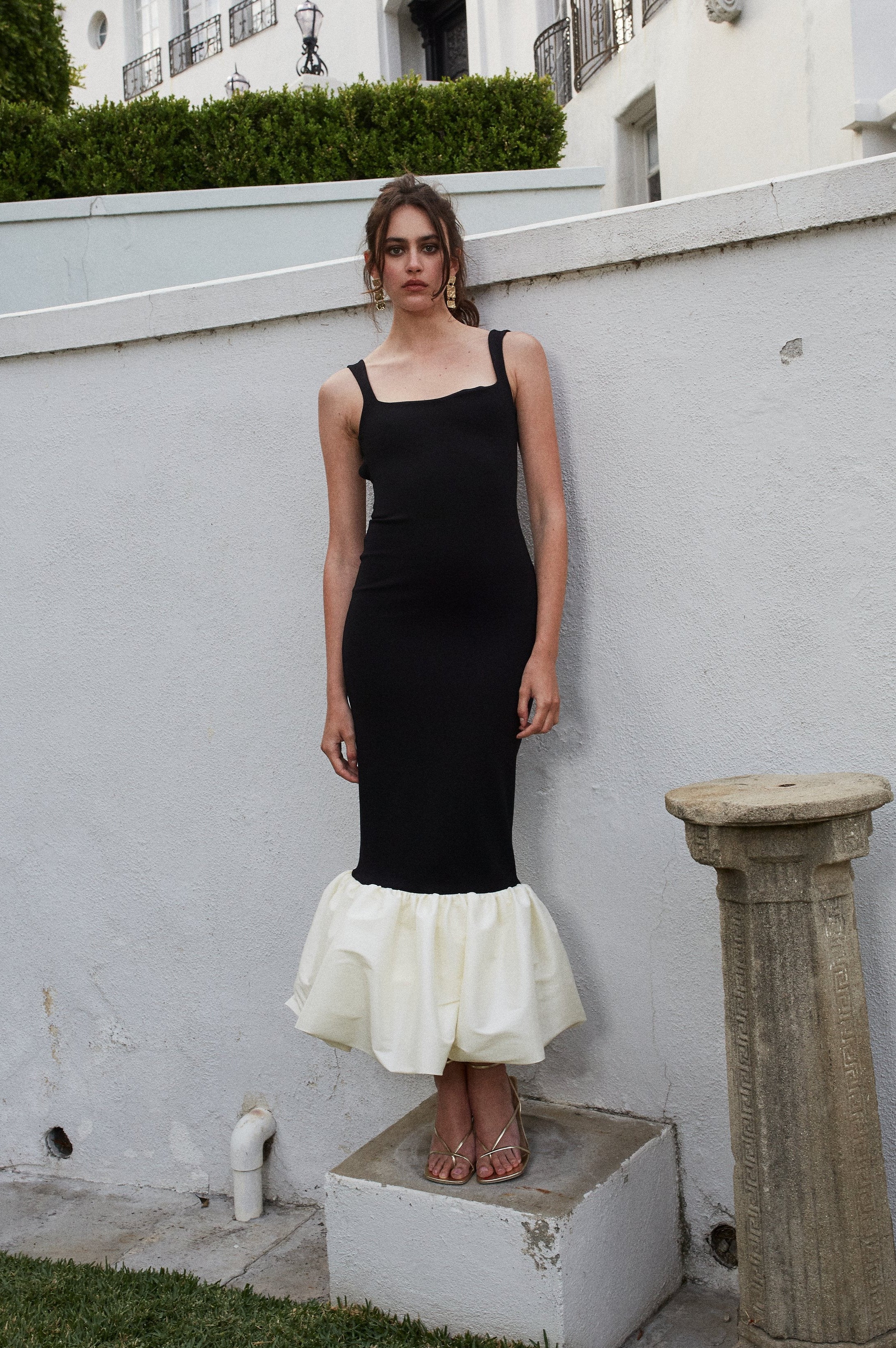 Xena Dress in Black and Ivory | Delfi Collective