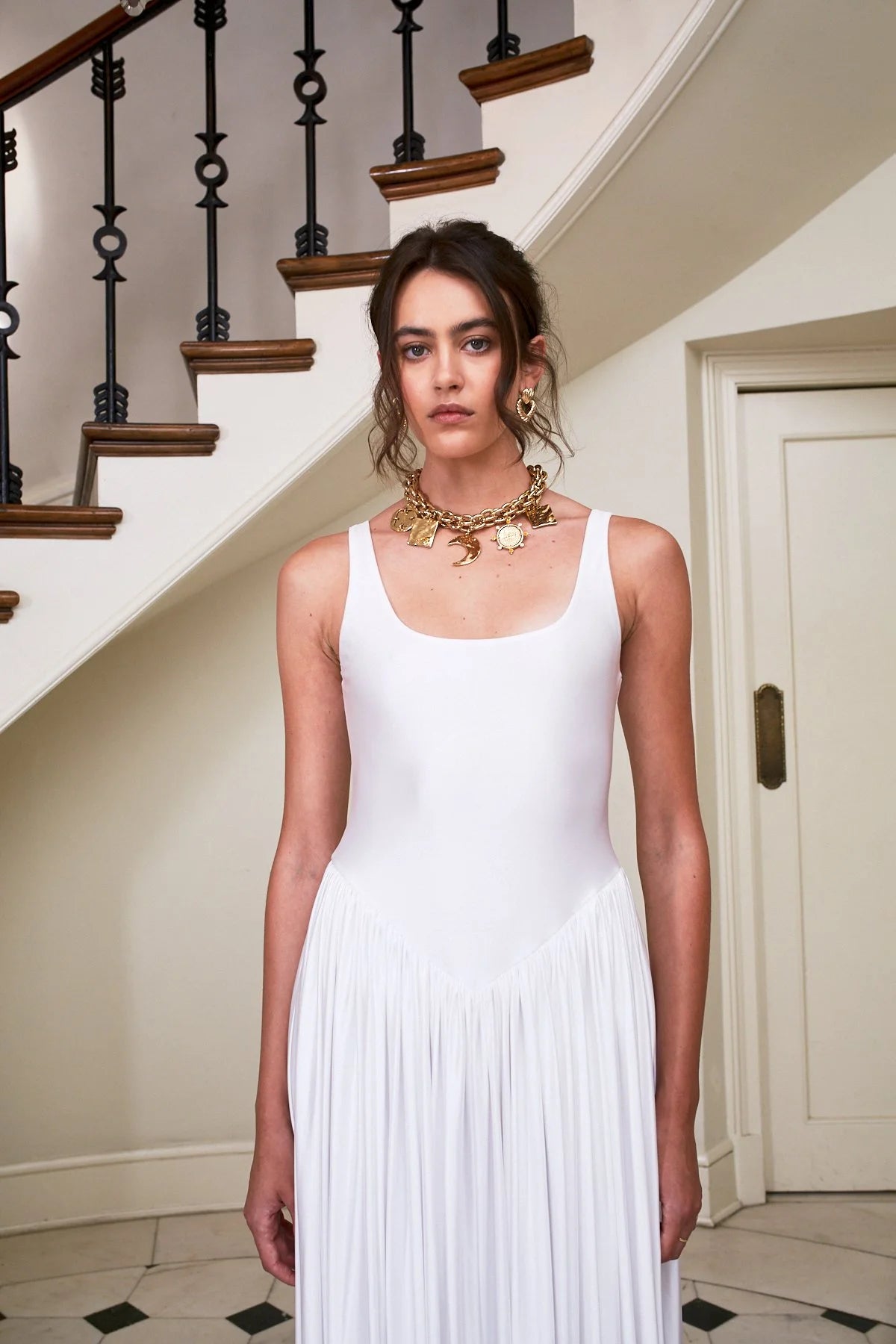 Oriana Dress in Ivory – view 2 | Delfi Collective