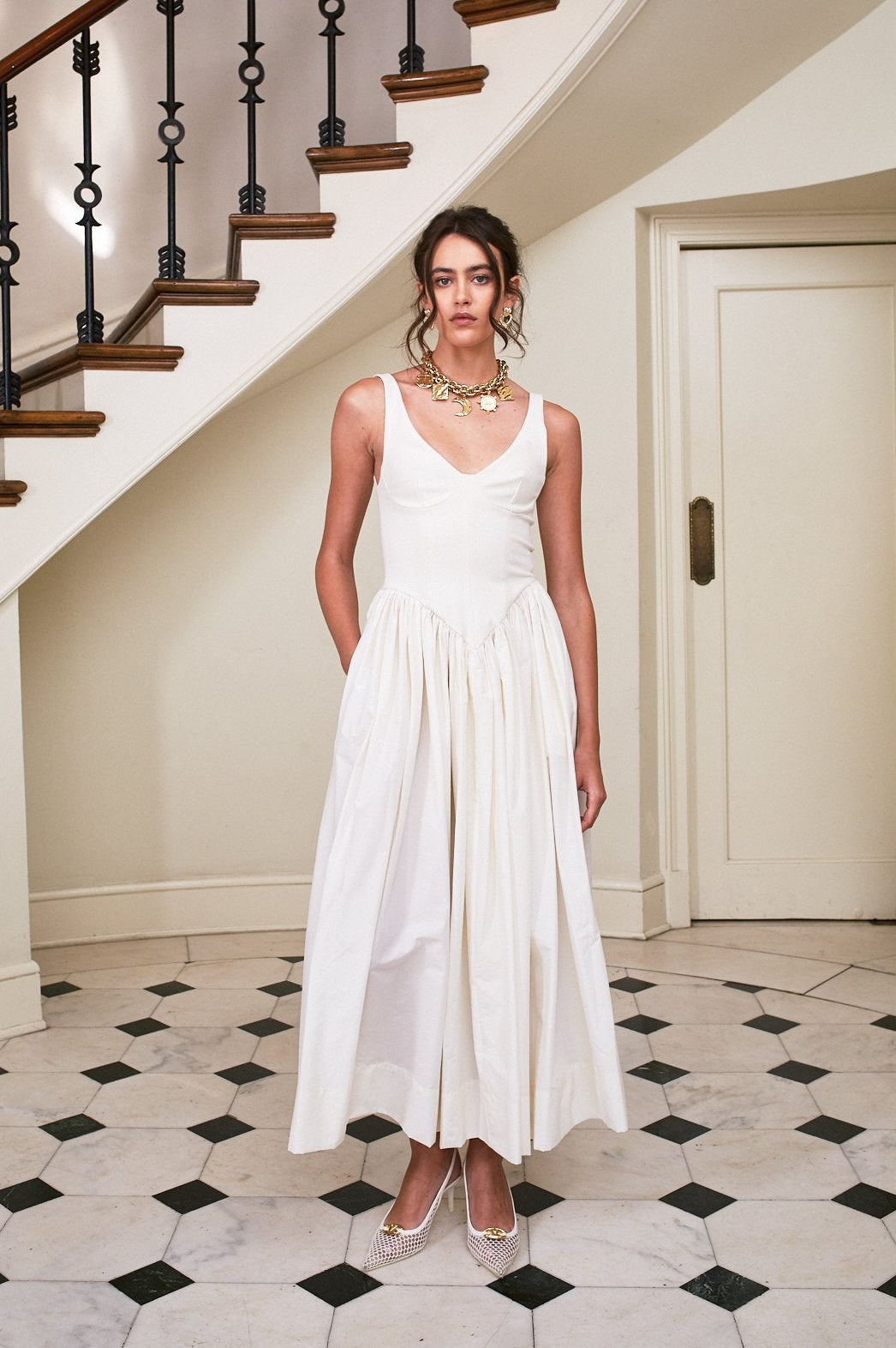 Odessa Dress in Cream – view 2 | Delfi Collective