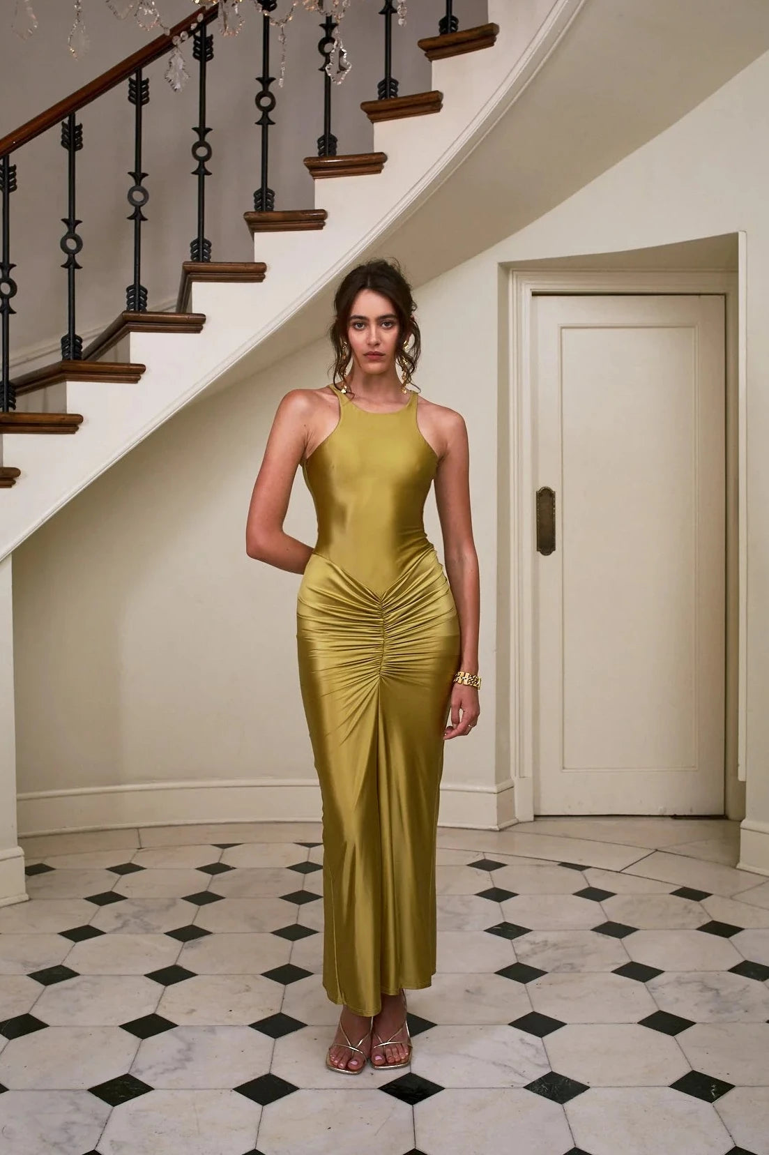 Dione Dress in Eggplant – view 3 | Delfi Collective