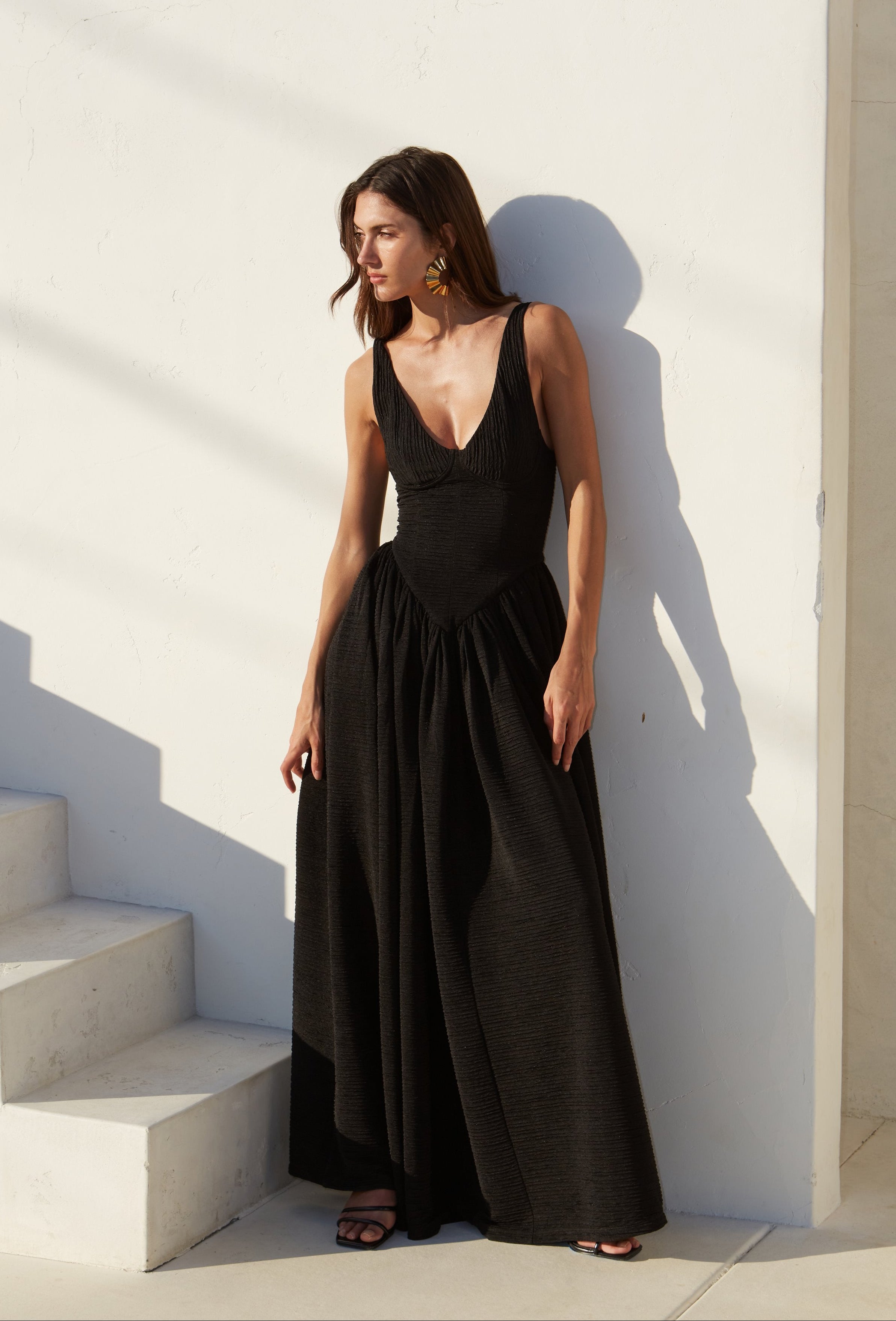 Isadora Dress Long in Black | Delfi Collective