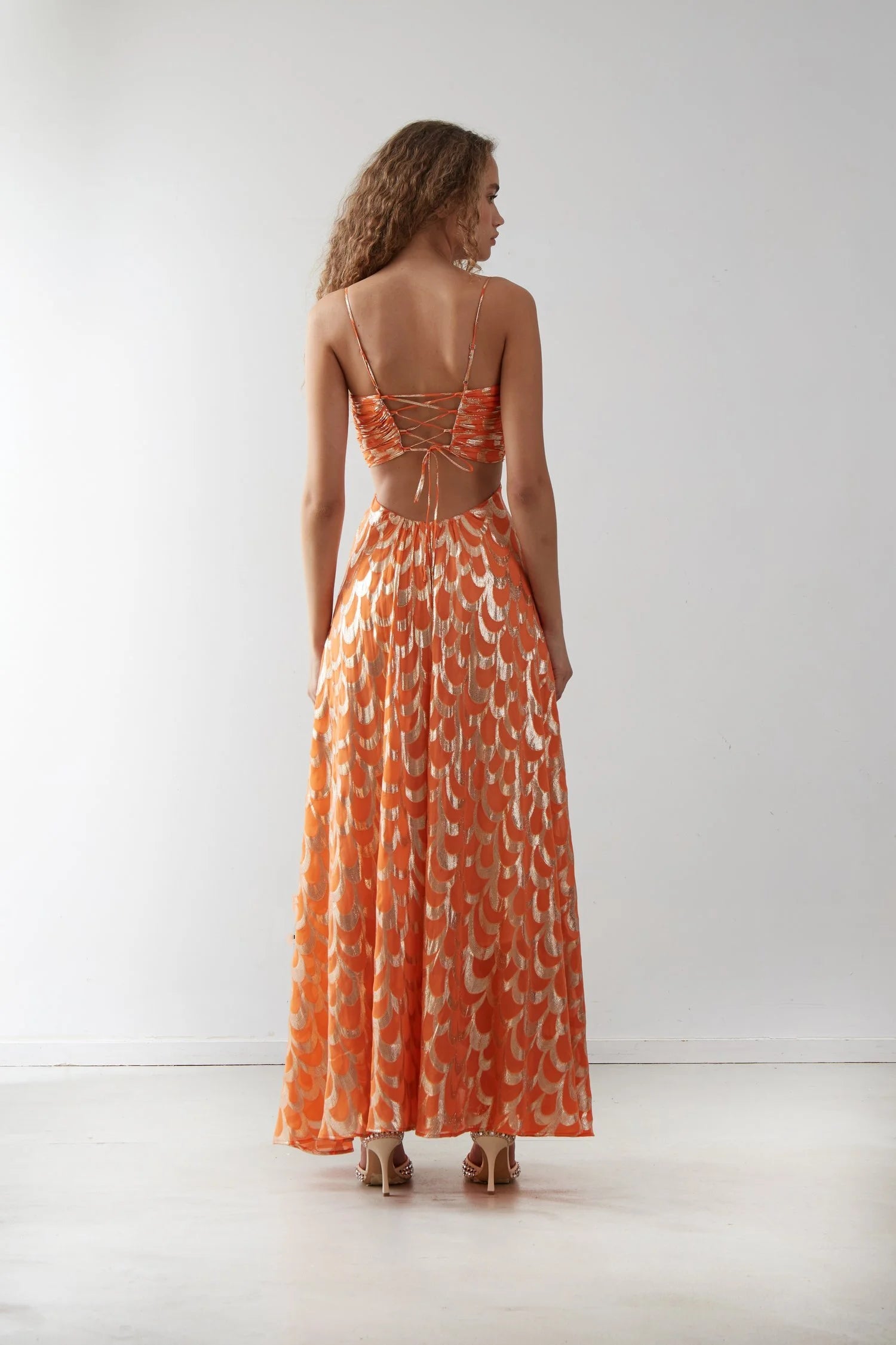 Adele Dress in Orange – view 2 | Delfi Collective