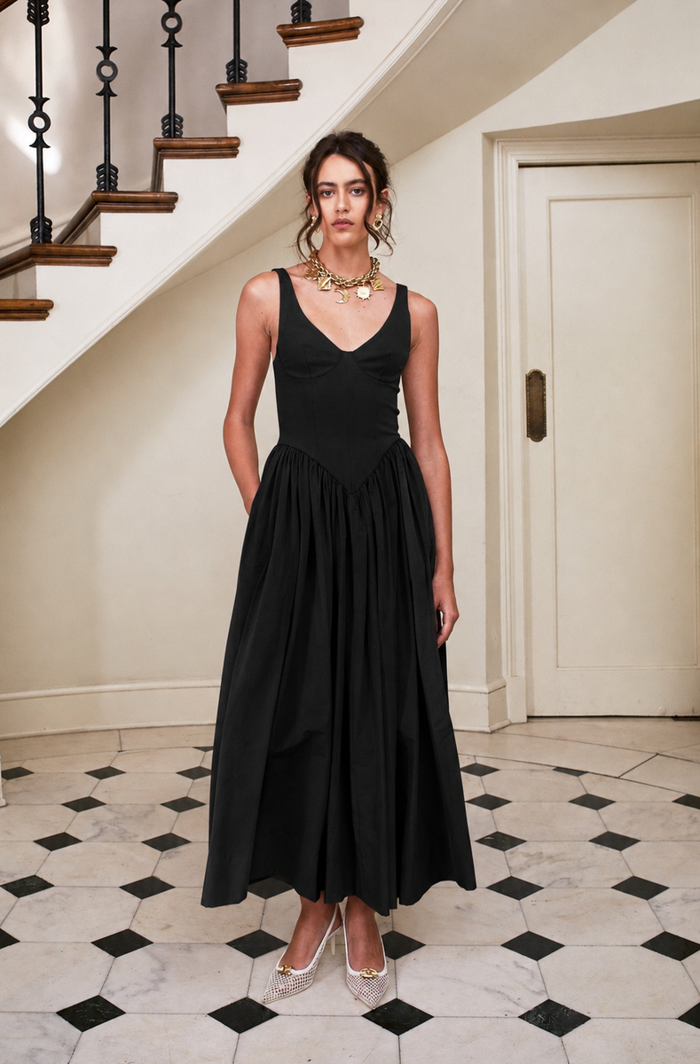 Odessa Dress in Black | Delfi Collective