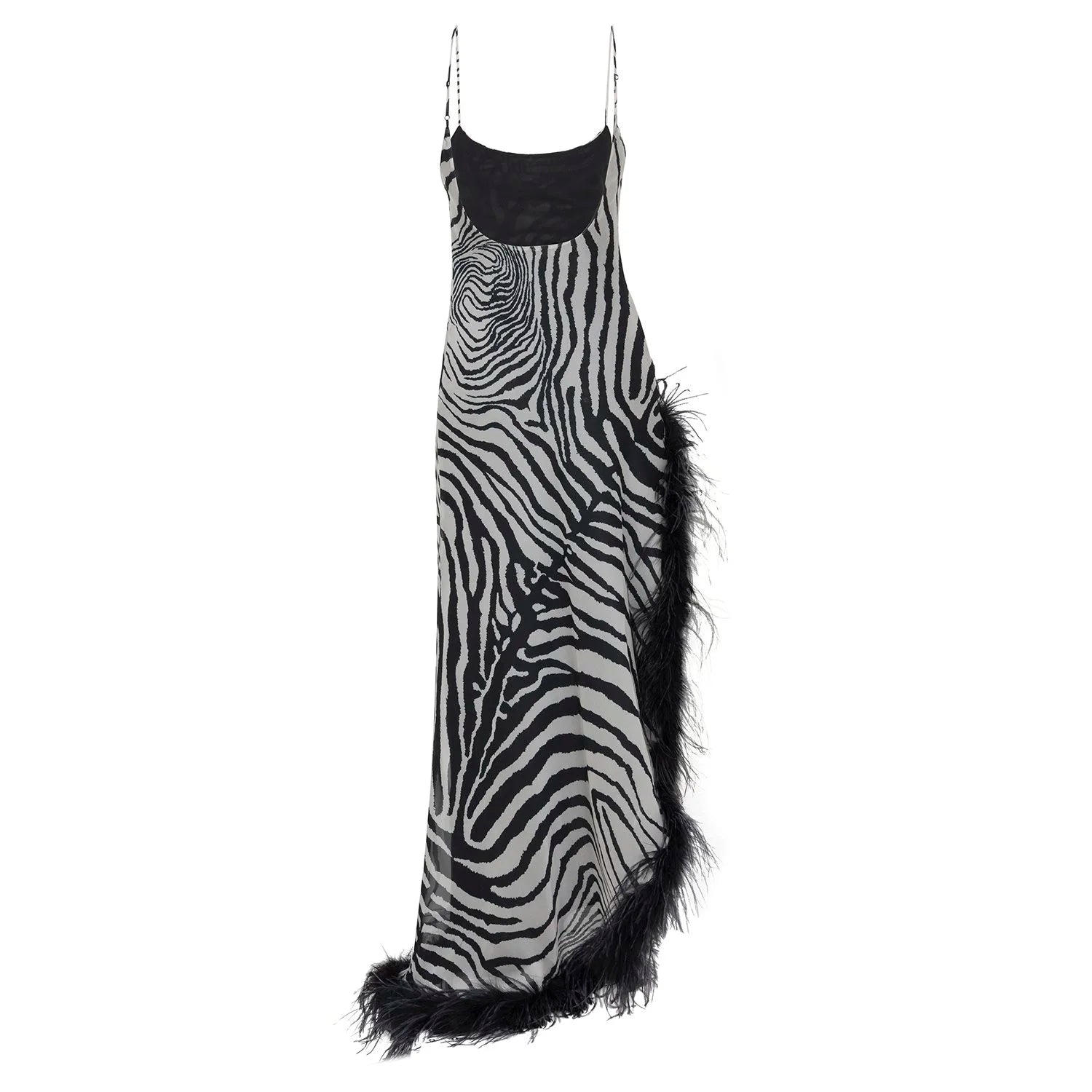 Jacqueline Dress in Chiffon with Feathers – view 2 | Delfi Collective