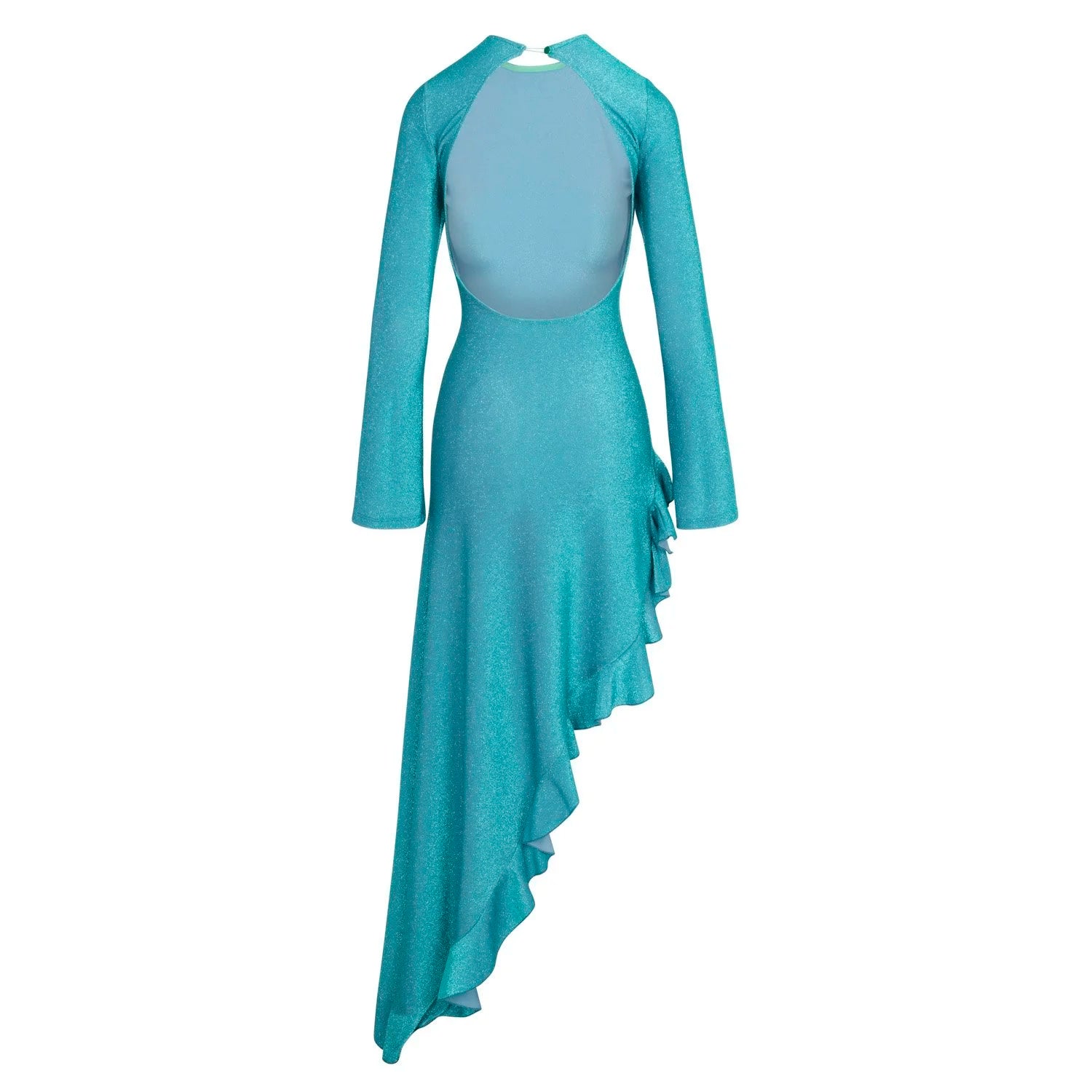 Rosalia Dress in Metallic Aqua – view 2 | Delfi Collective