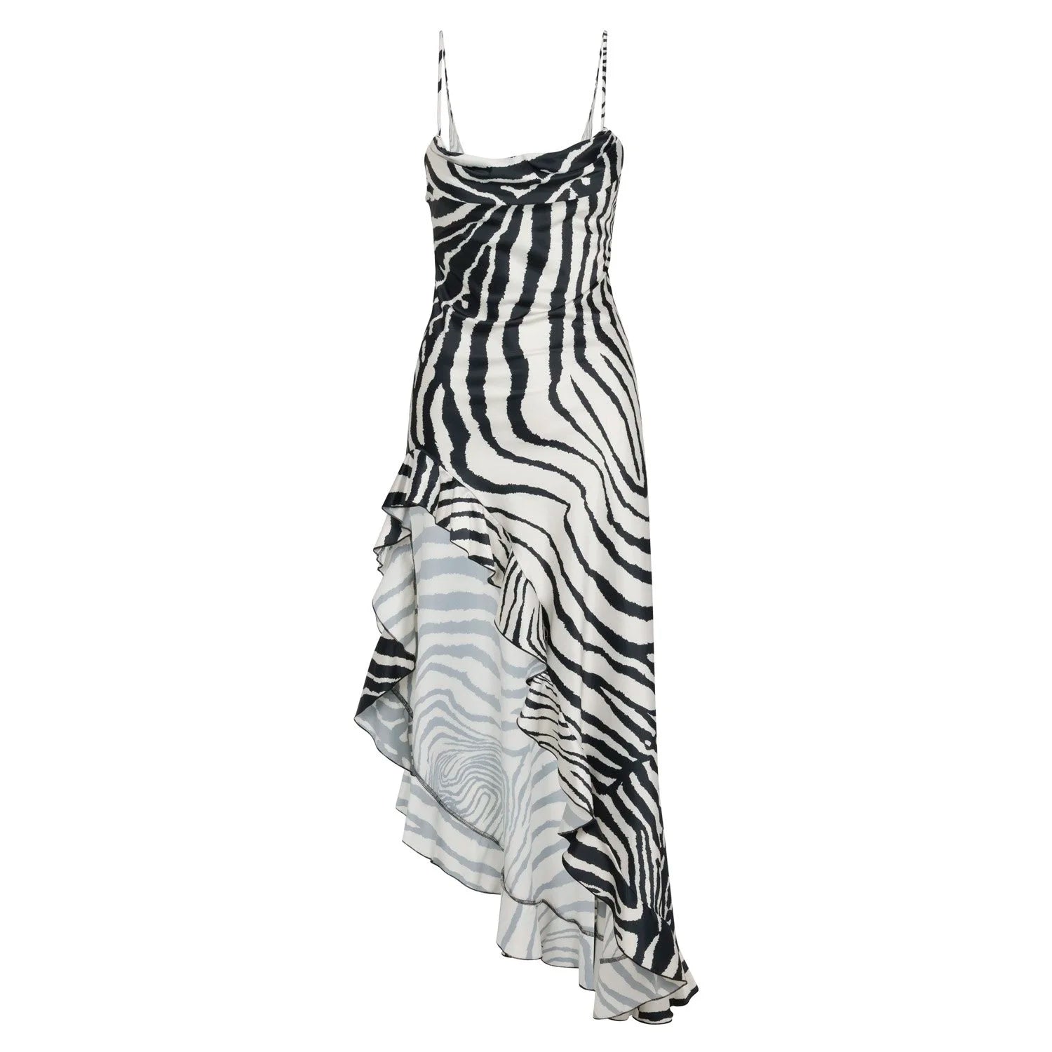 Jacqueline Dress in Satin with Ruffles | Delfi Collective