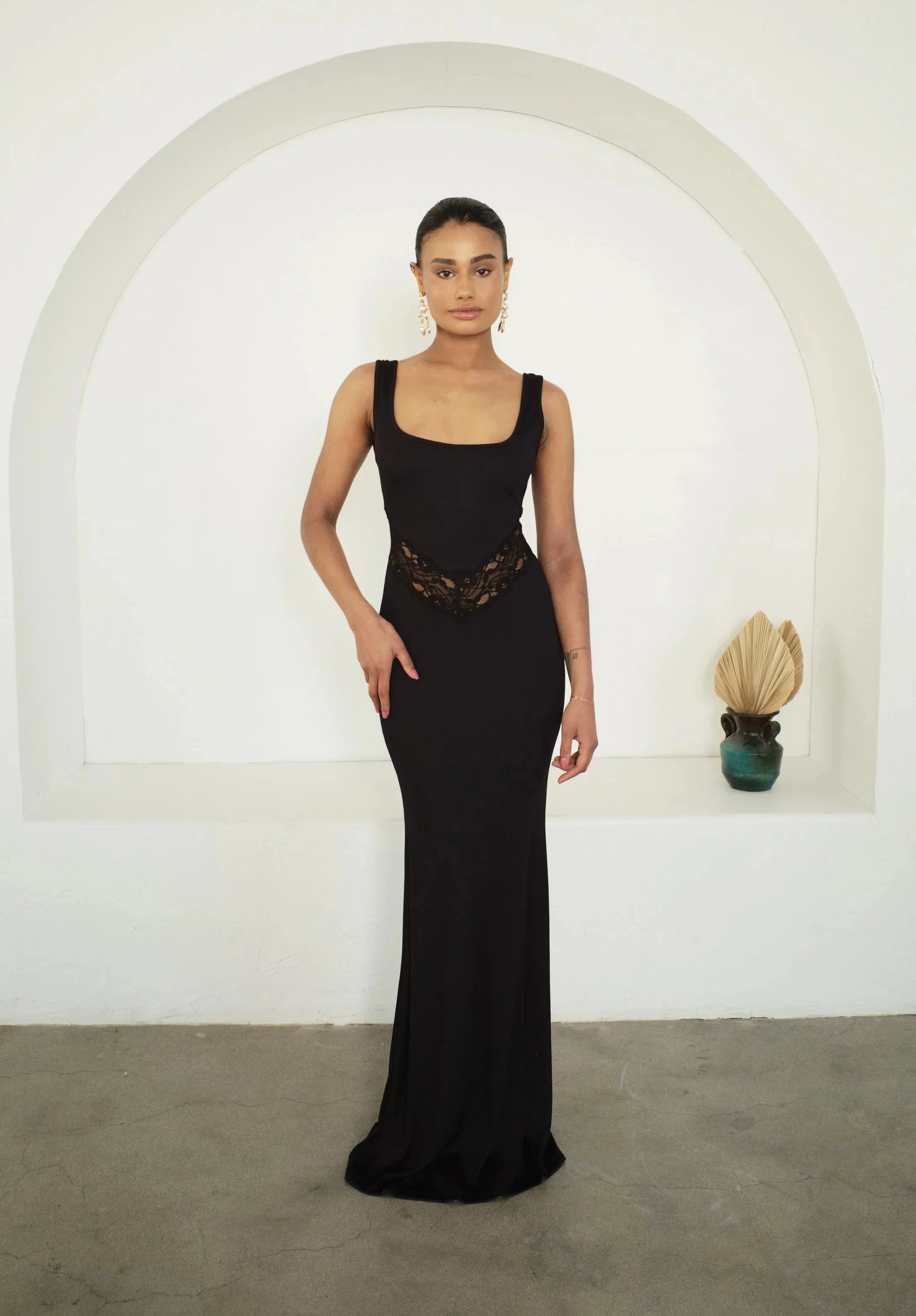 Aurelia Dress in Black – view 2 | Delfi Collective
