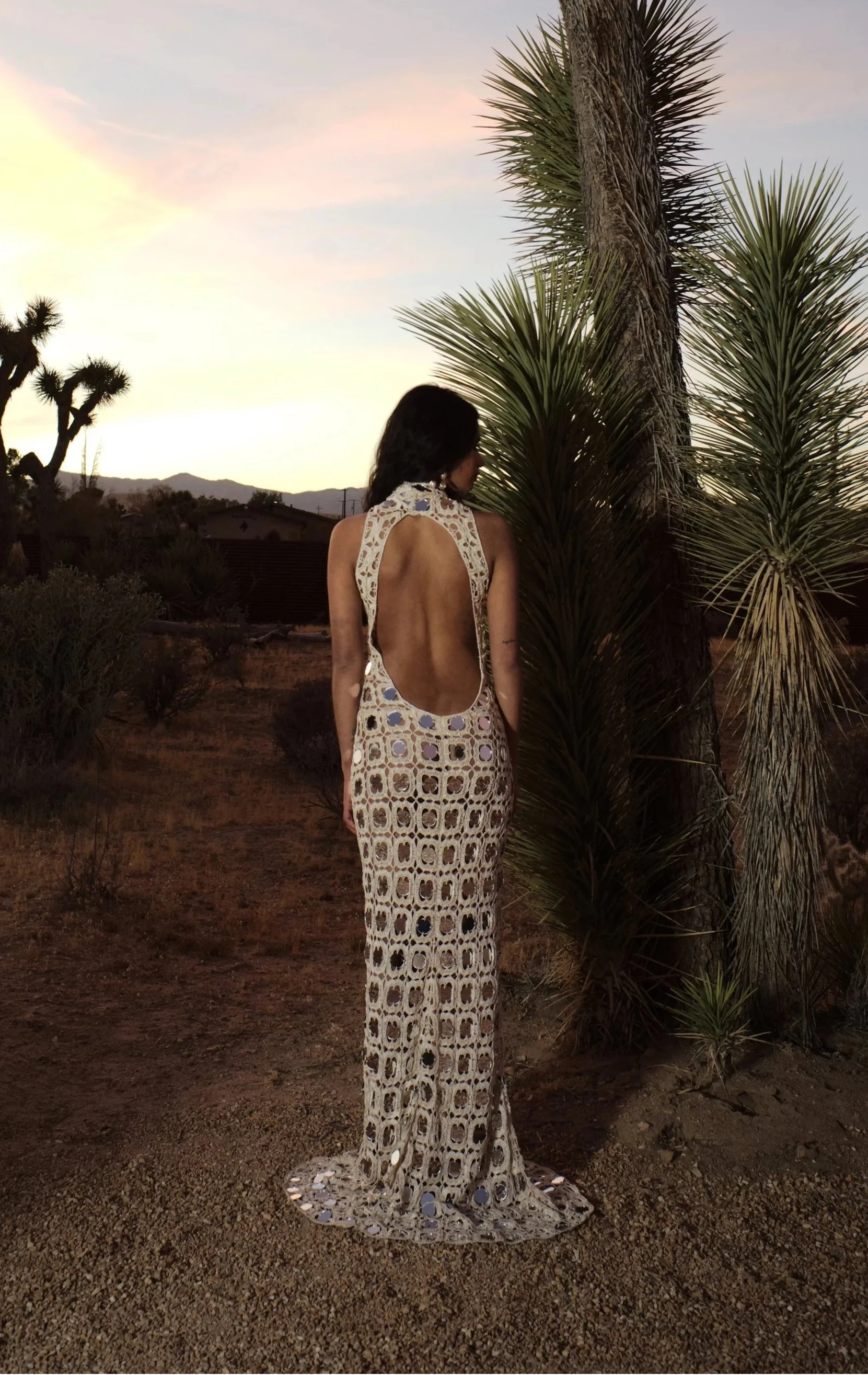Selene Dress in Sand – view 2 | Delfi Collective