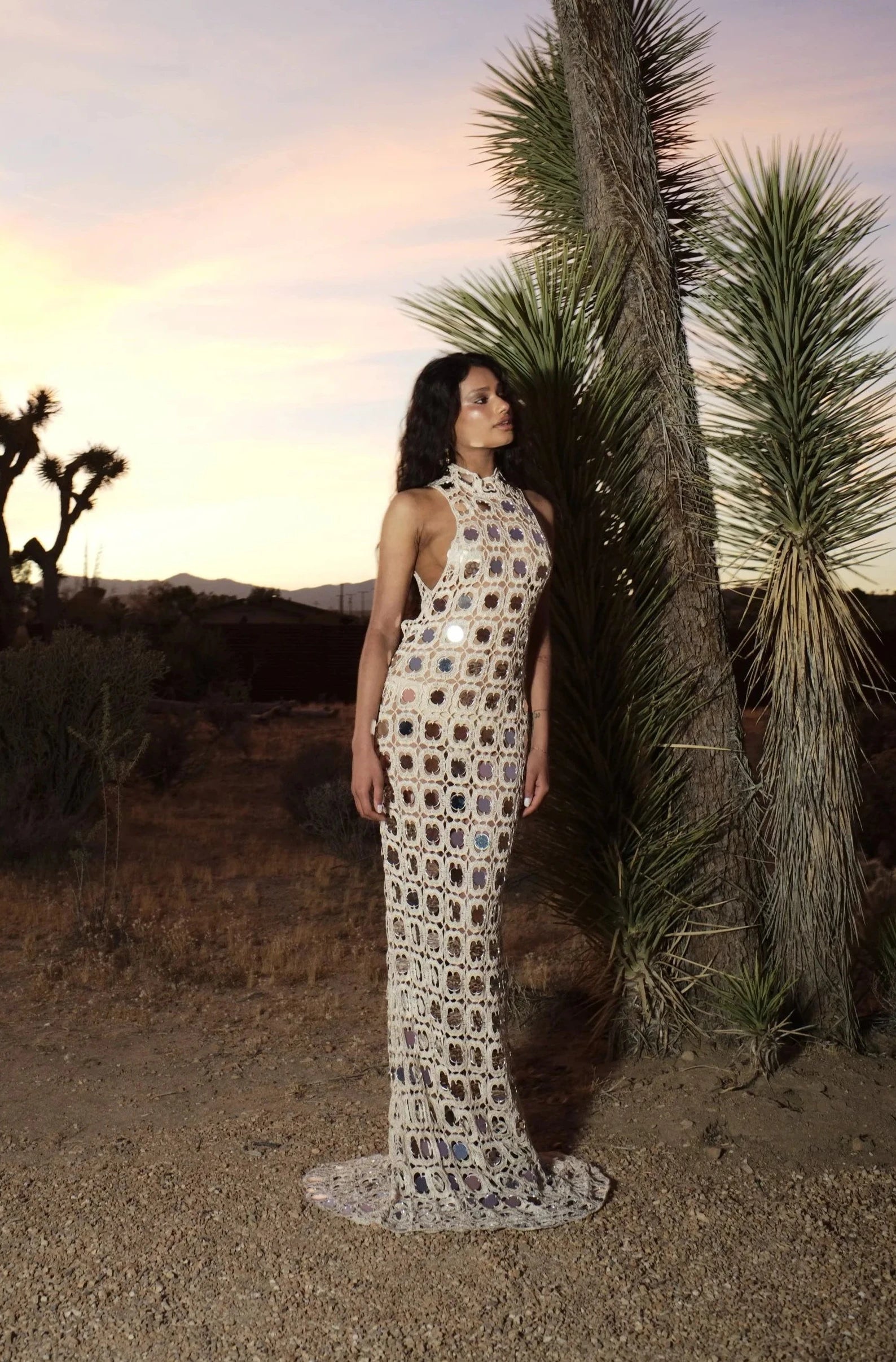 Selene Dress in Sand – view 4 | Delfi Collective