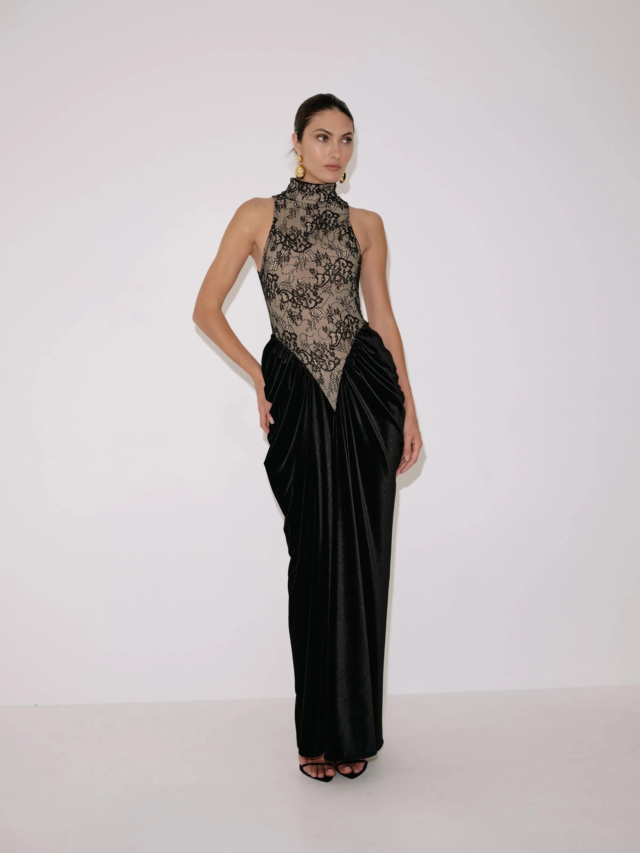 Hepburn Dress in Black Lace – view 4 | Delfi Collective