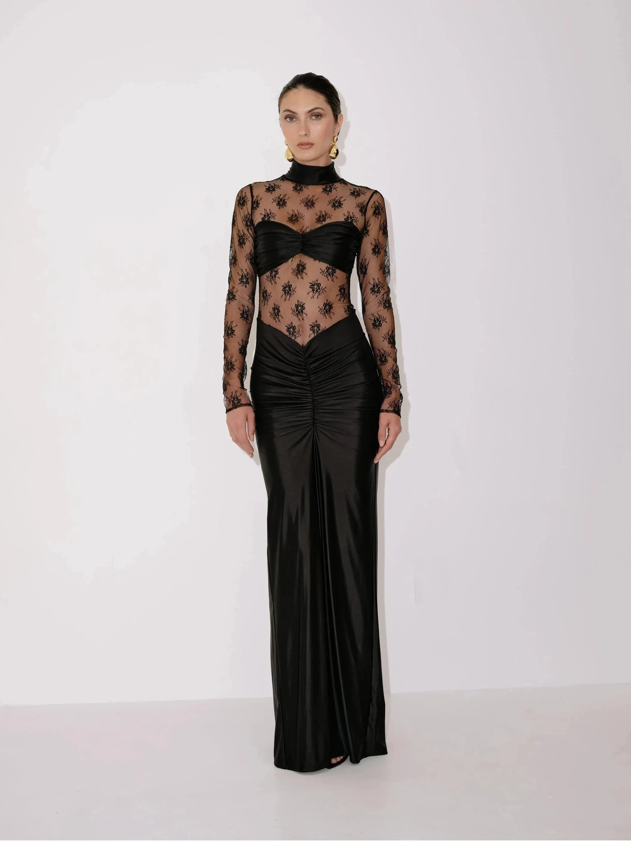 Jadienne Dress in Black Lace – view 2 | Delfi Collective