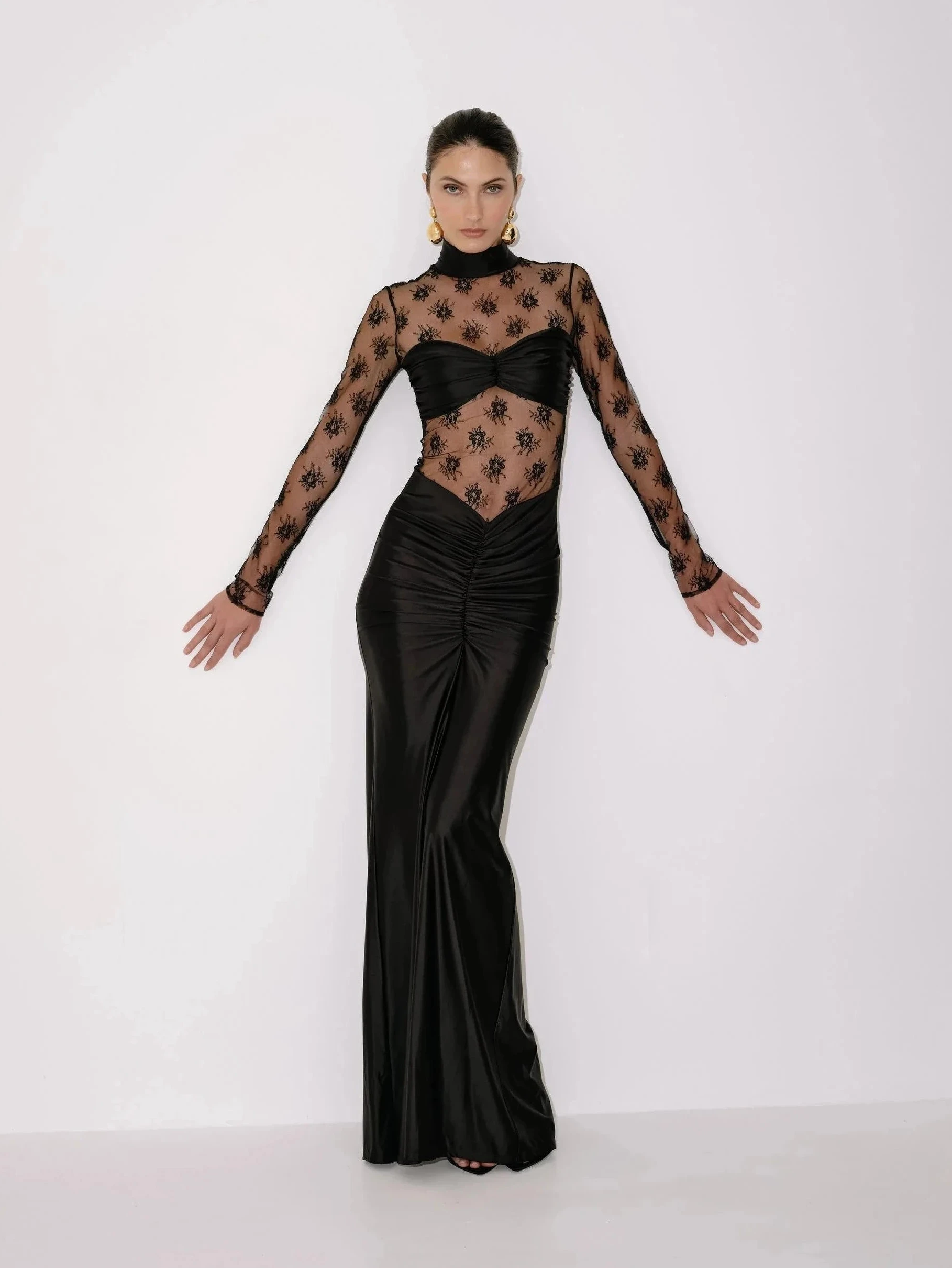 Jadienne Dress in Black Lace – view 4 | Delfi Collective