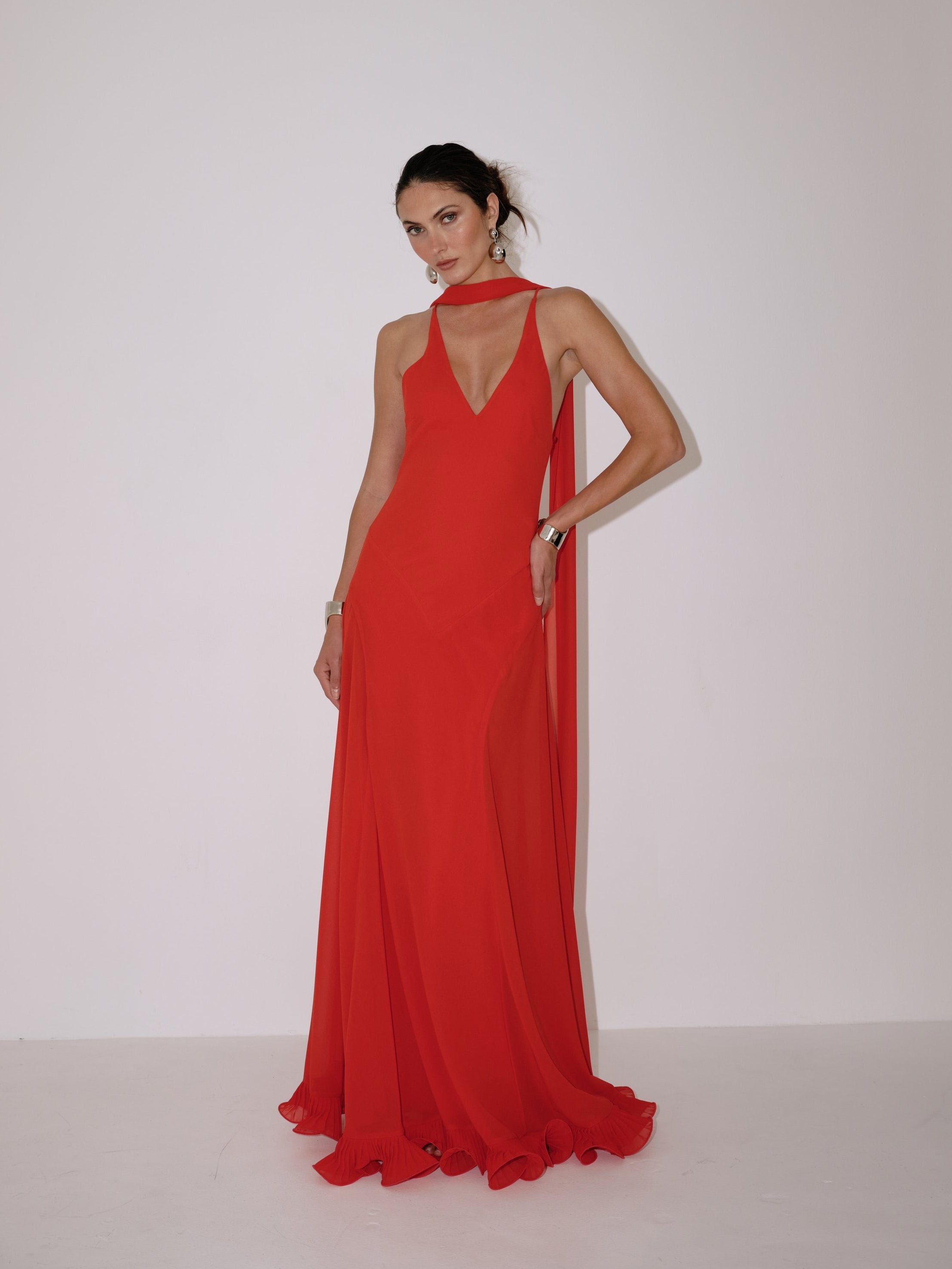 Estelle Dress in Crimson – view 3 | Delfi Collective