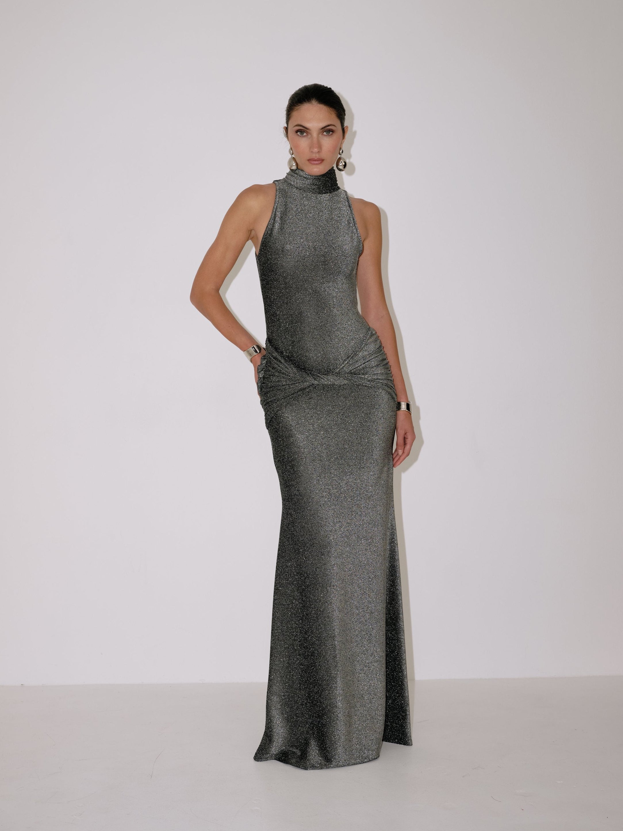 Roya Dress in Gunmetal | Delfi Collective