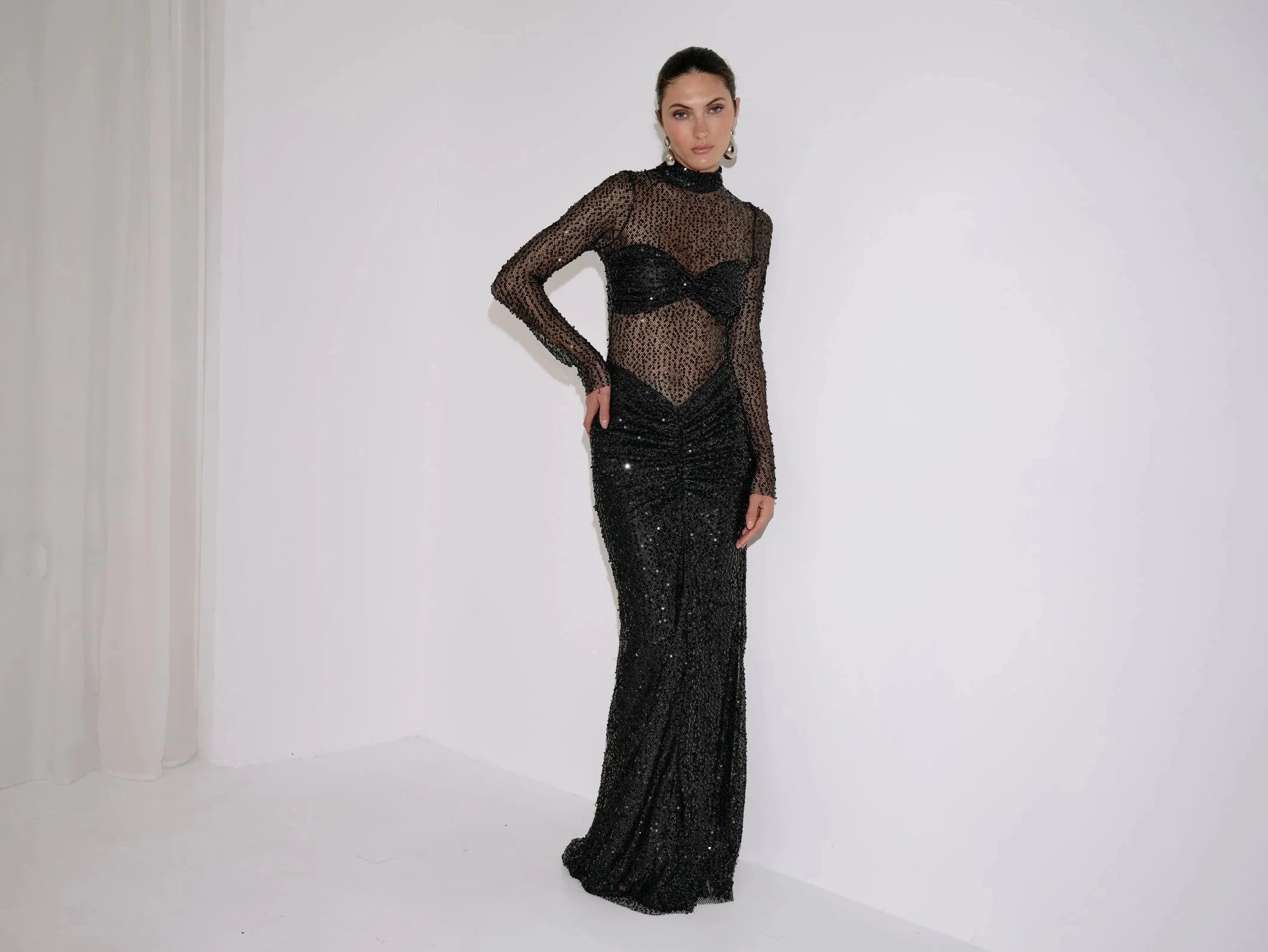 Jadienne Dress in Black Sequin – view 6 | Delfi Collective