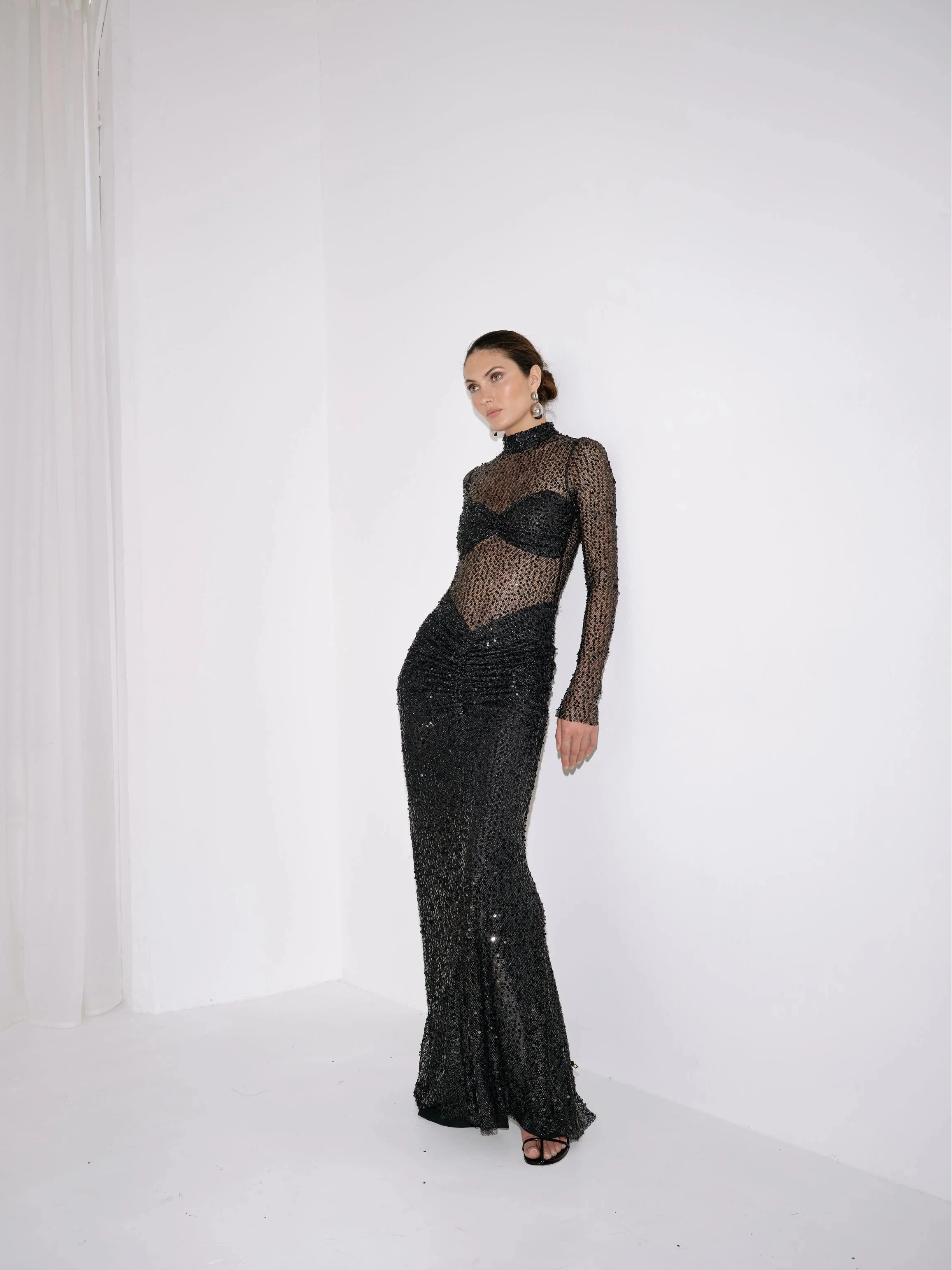 Jadienne Dress in Black Sequin – view 7 | Delfi Collective