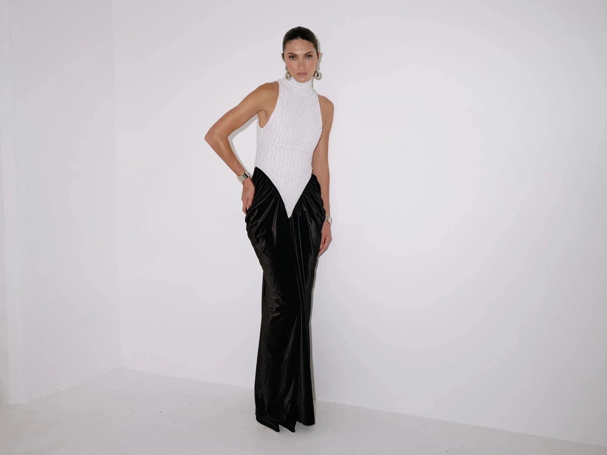 Hepburn Dress in Pearl – view 4 | Delfi Collective