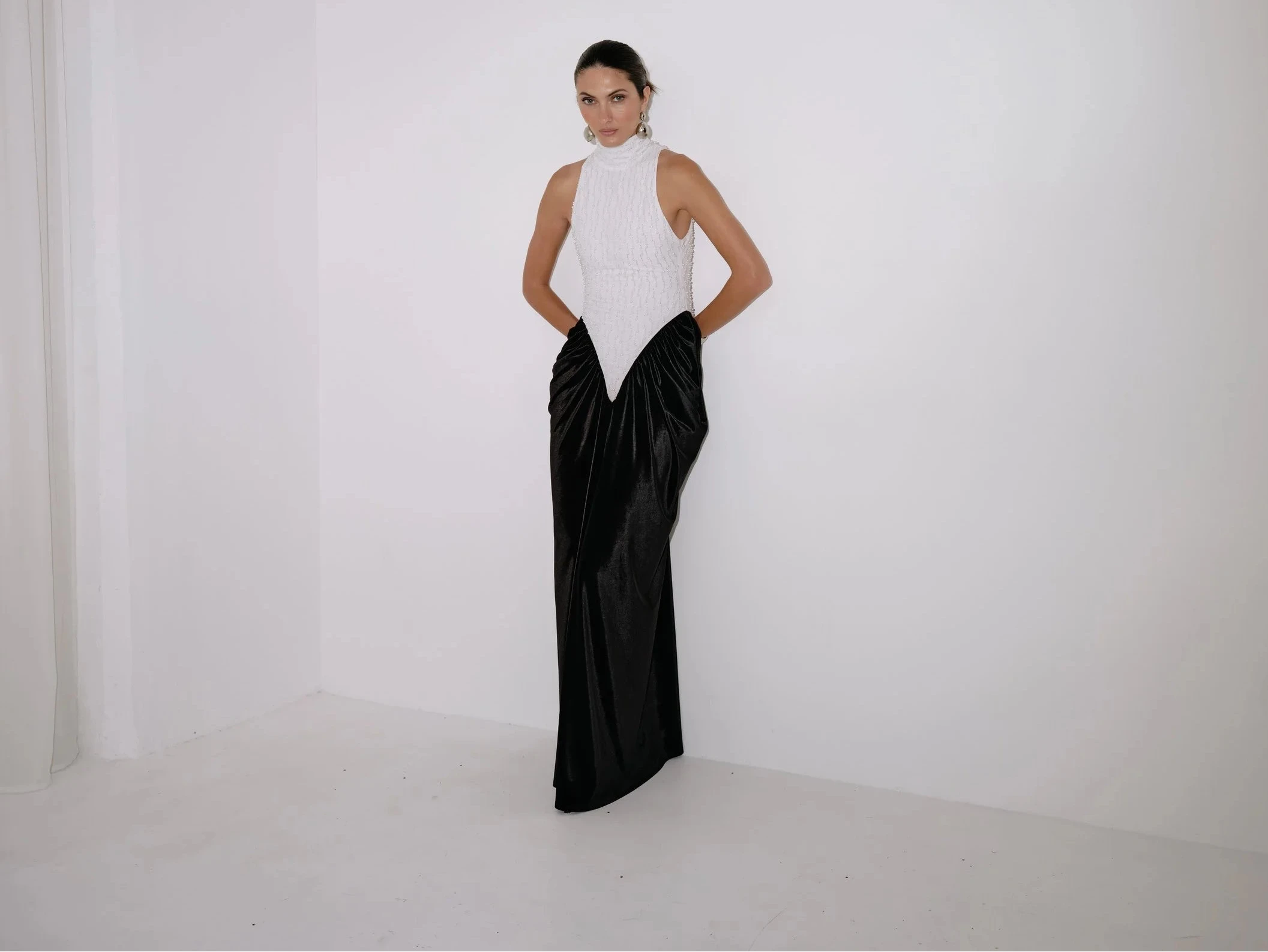 Hepburn Dress in Pearl – view 7 | Delfi Collective