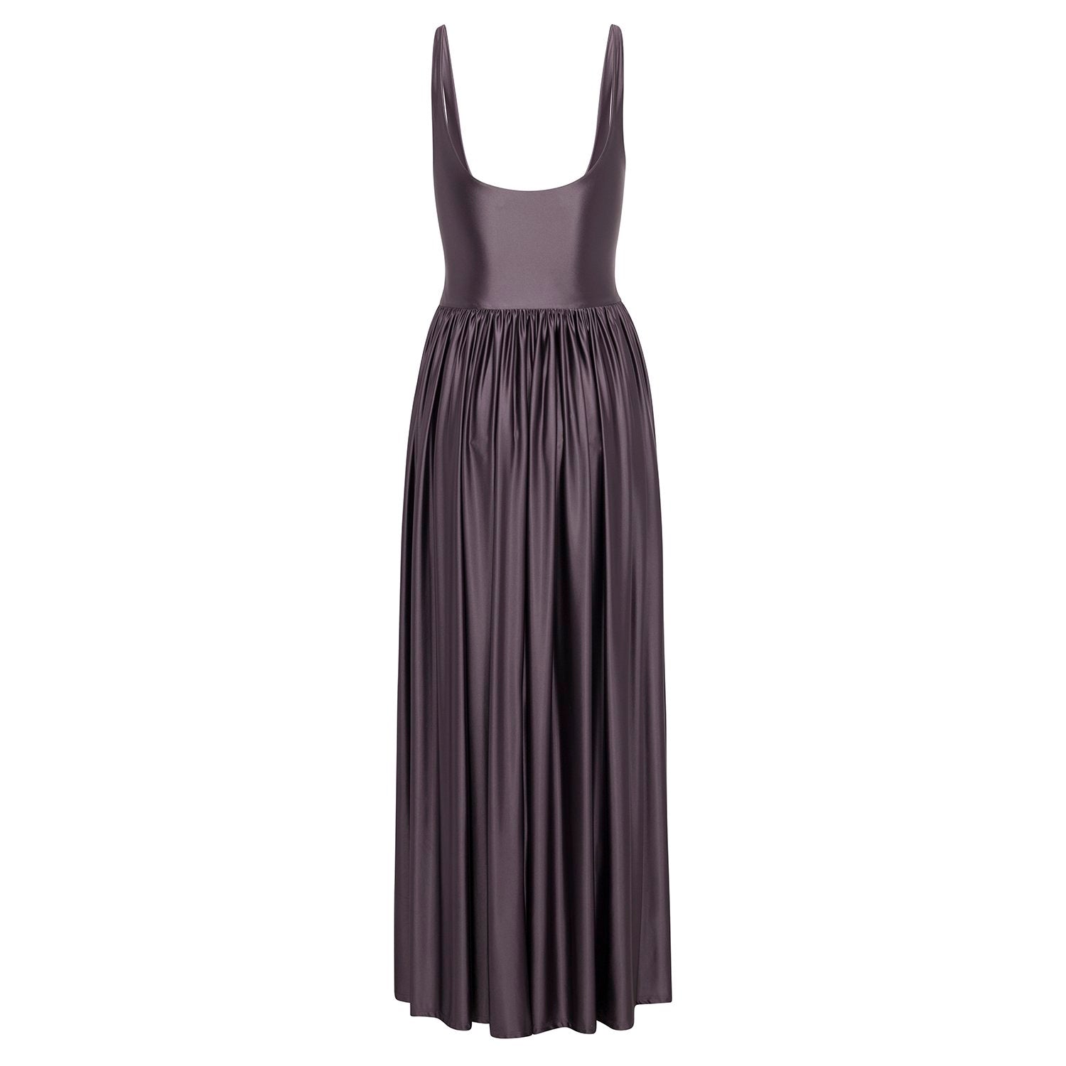 Oriana Dress in Eggplant – view 2 | Delfi Collective