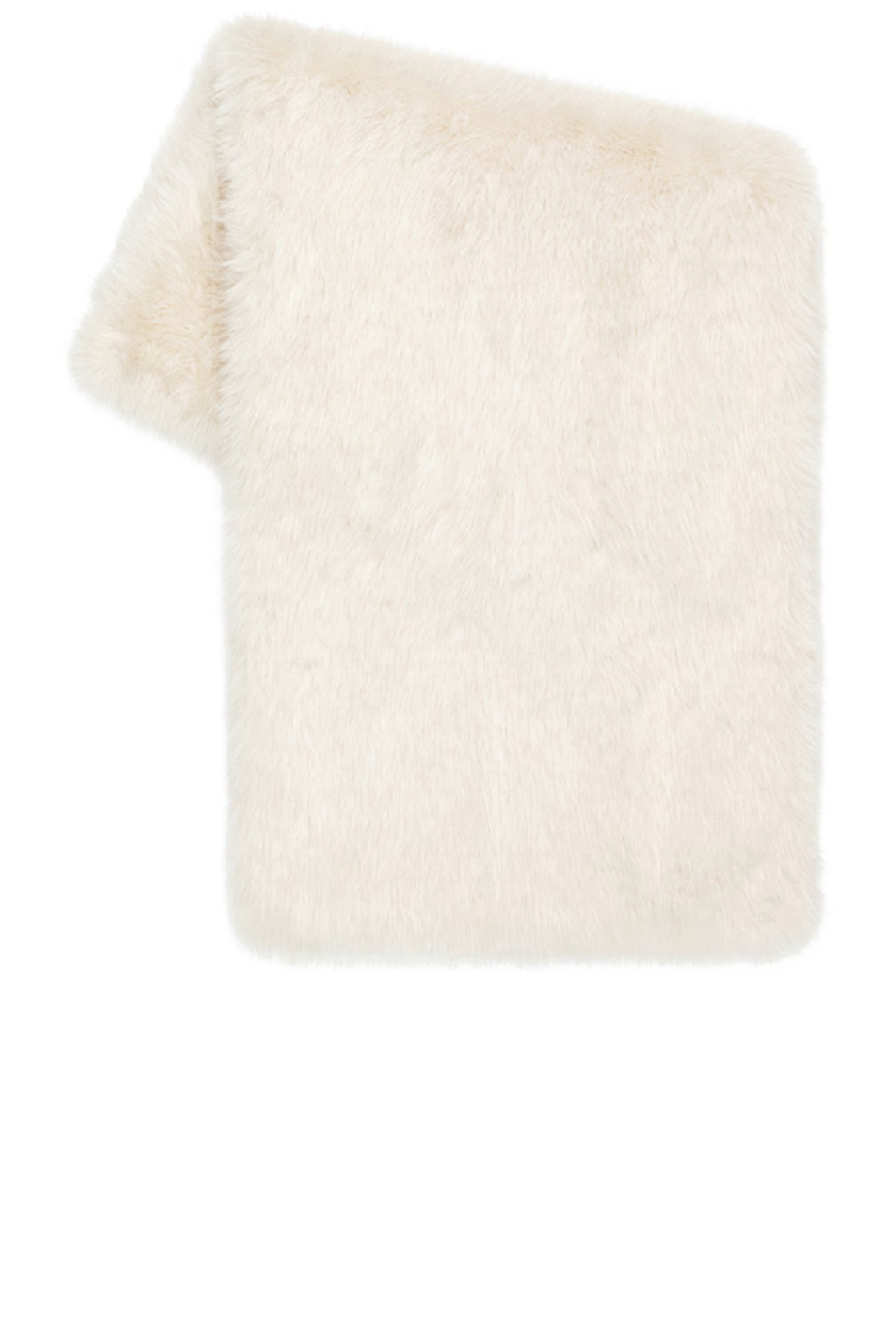 Cream fur scarf with soft, fuzzy pile in a small square shape
