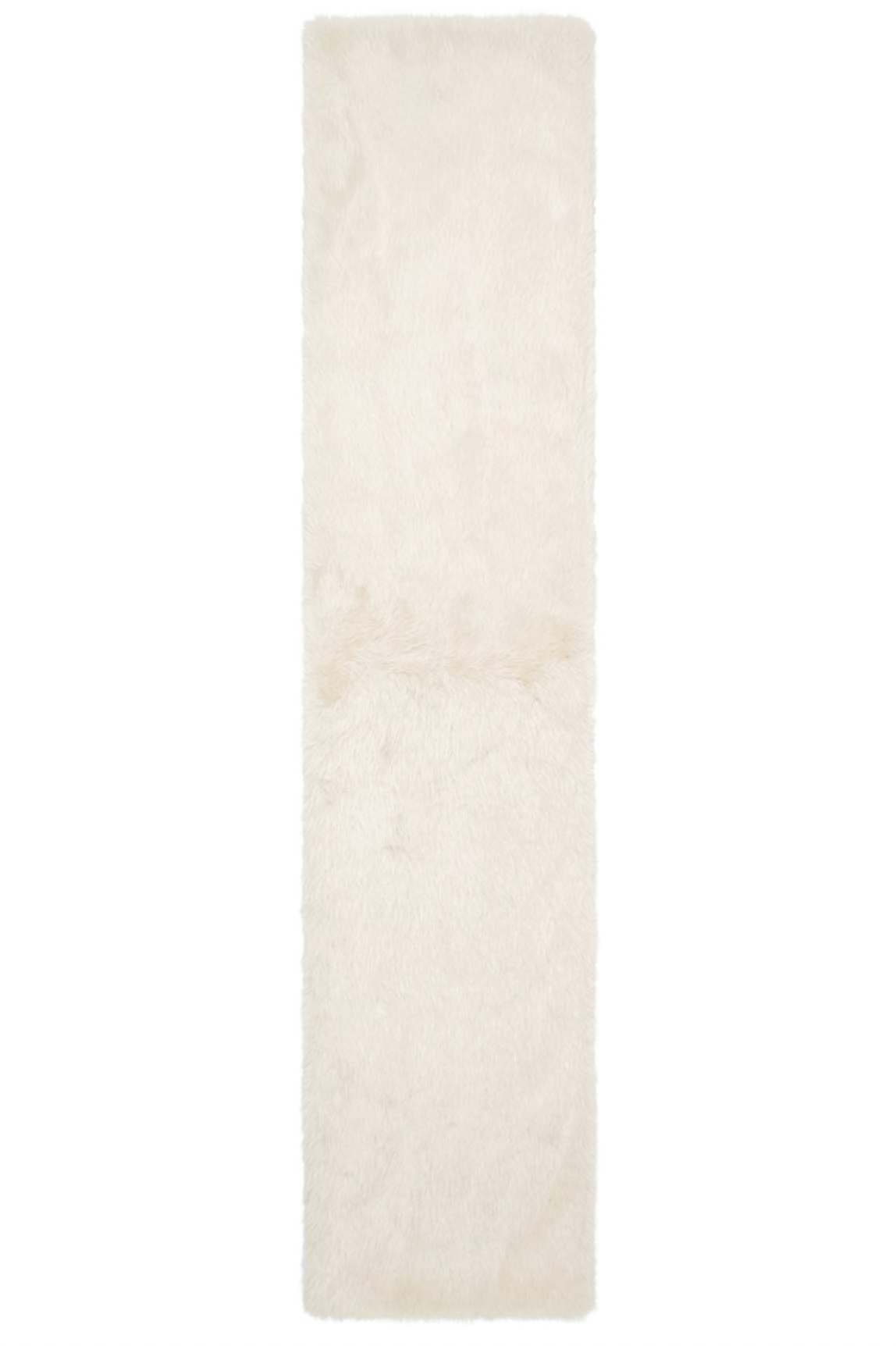 Cream fur scarf with soft fuzzy pile in a long rectangular shape