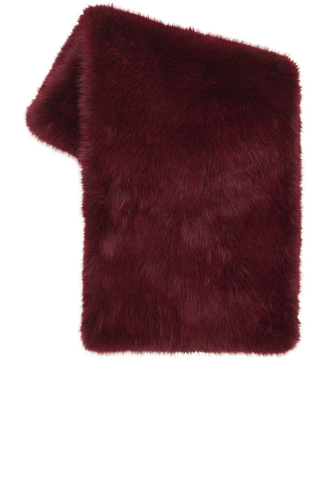 Wine faux-fur scarf panel with soft pile and squared shape
