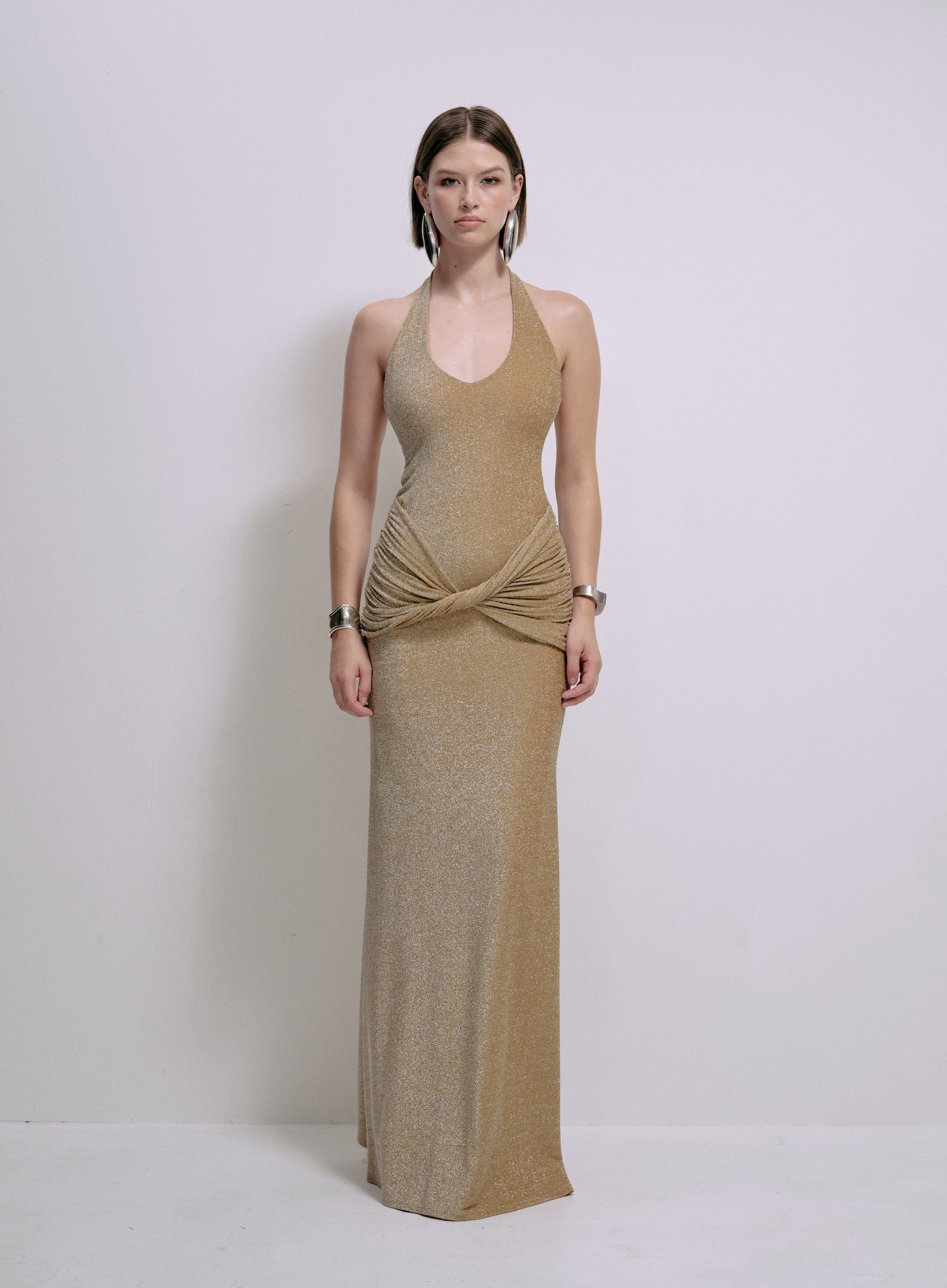 Soraya Dress Gold – view 2 | Delfi Collective