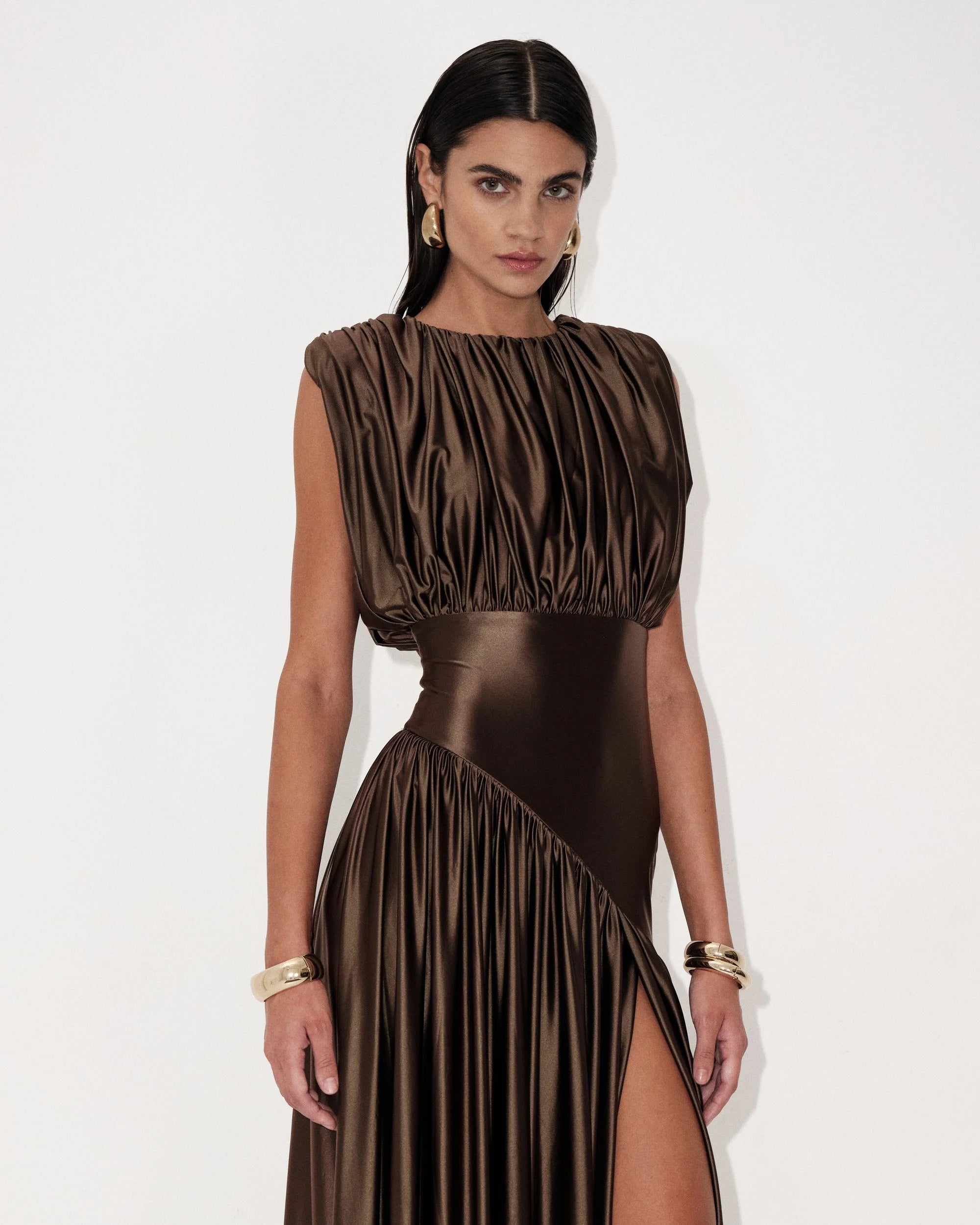 Avalon Dress – Chocolate – view 3 | Delfi Collective