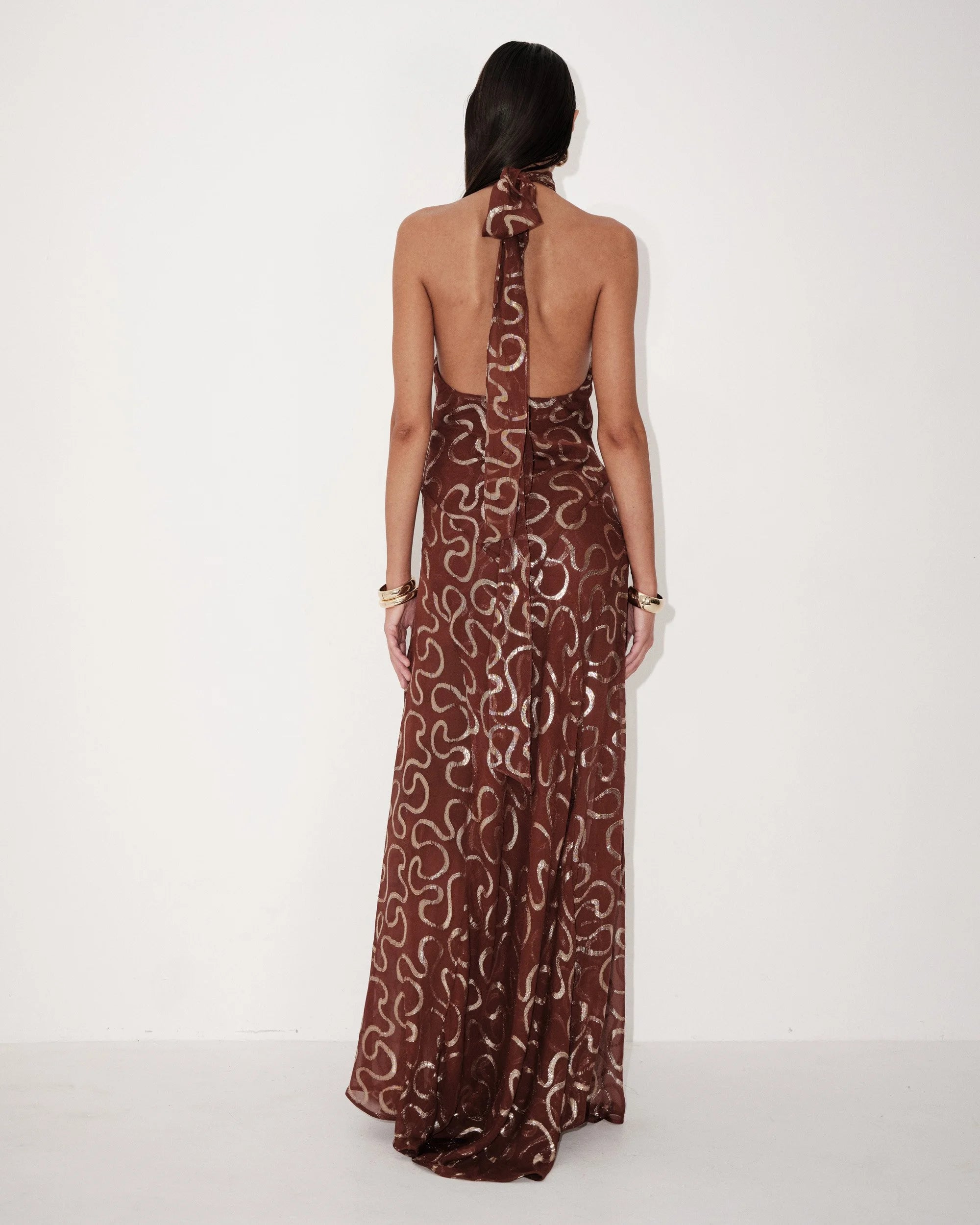 Sahara Dress – Brown Metallic – view 2 | Delfi Collective