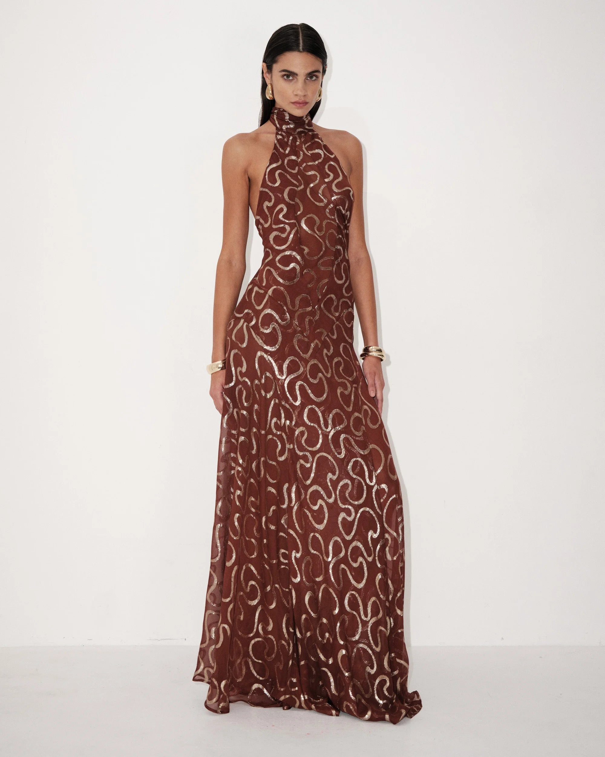 Sahara Dress – Brown Metallic – view 3 | Delfi Collective